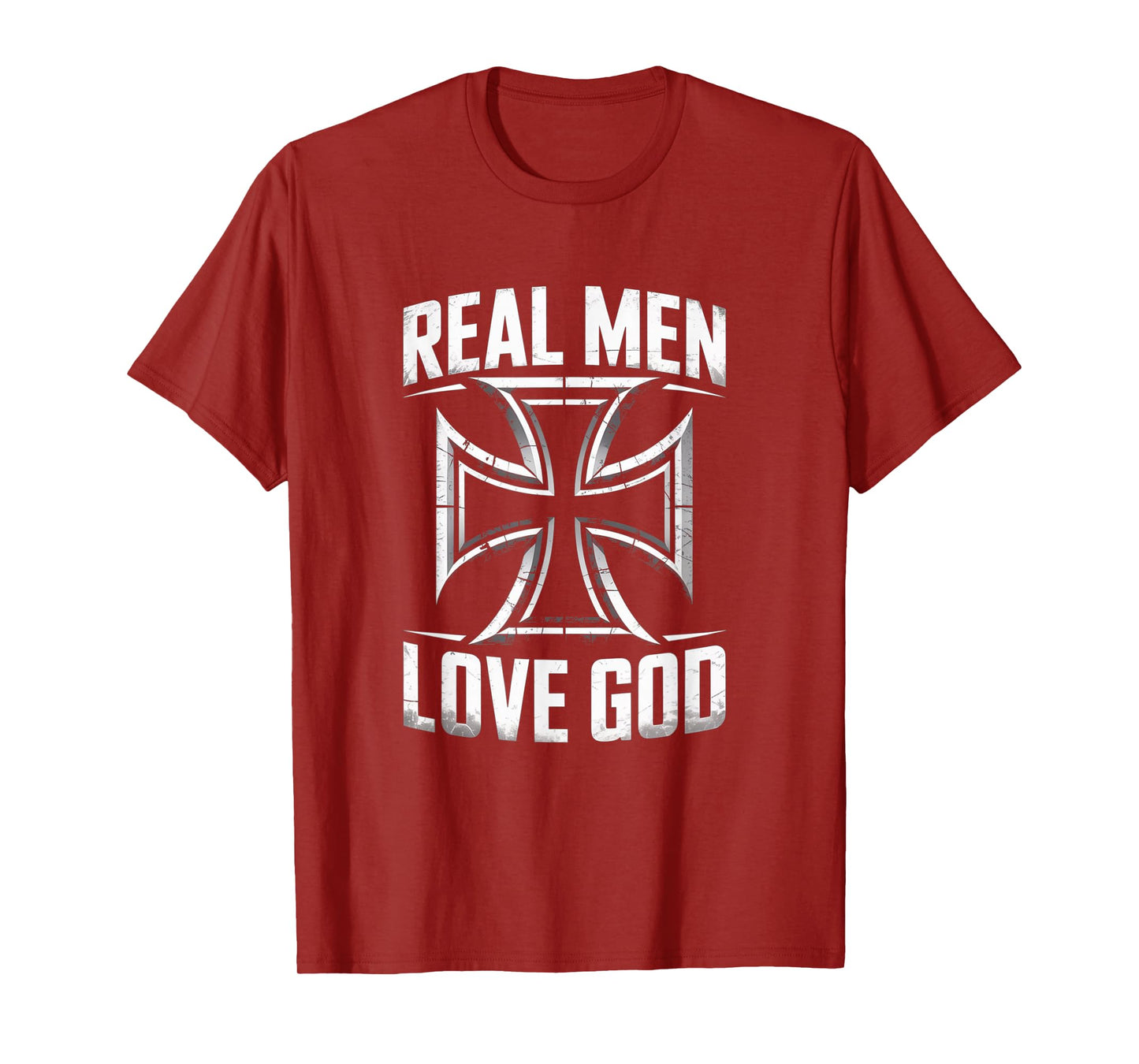 Retro Christian Cross Real Men Love God Joshua 24:15 Bible T-Shirt