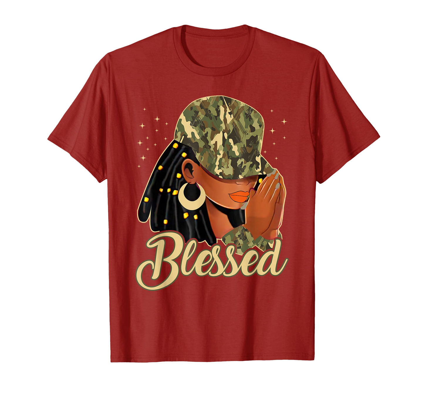 Blessed Black Woman Praying African Christian Camouflage T-Shirt