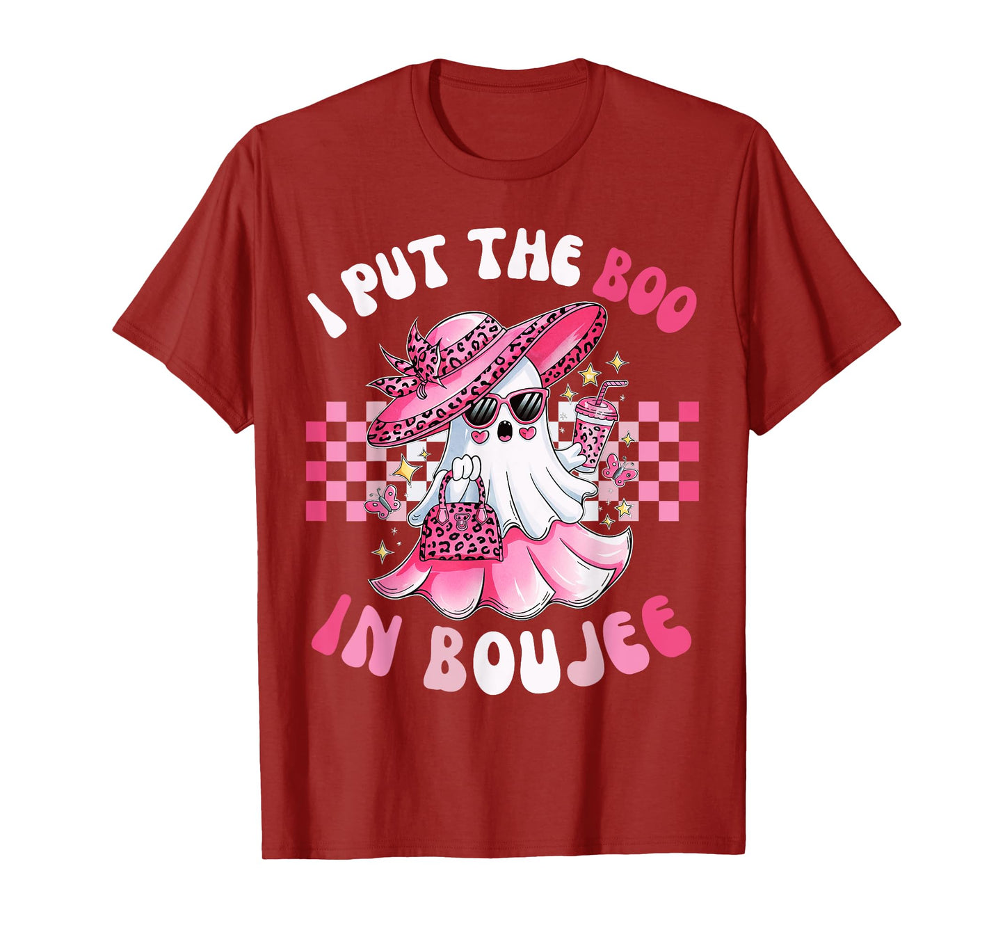 Funny I Put The Boo In Boujee Pink Ghost Halloween T-Shirt