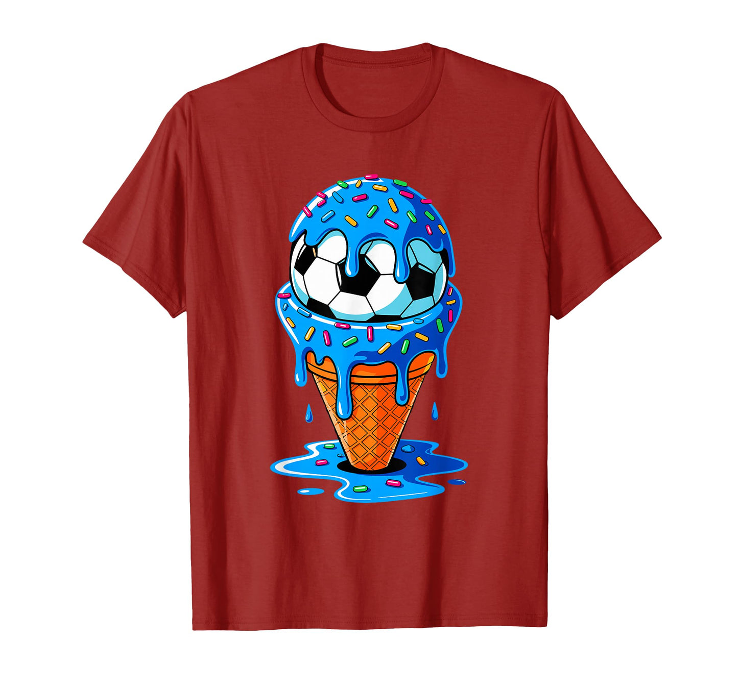 Soccer Ball Ice Cream Drip Fun Sprinkles Birthday Boys Girls T-Shirt