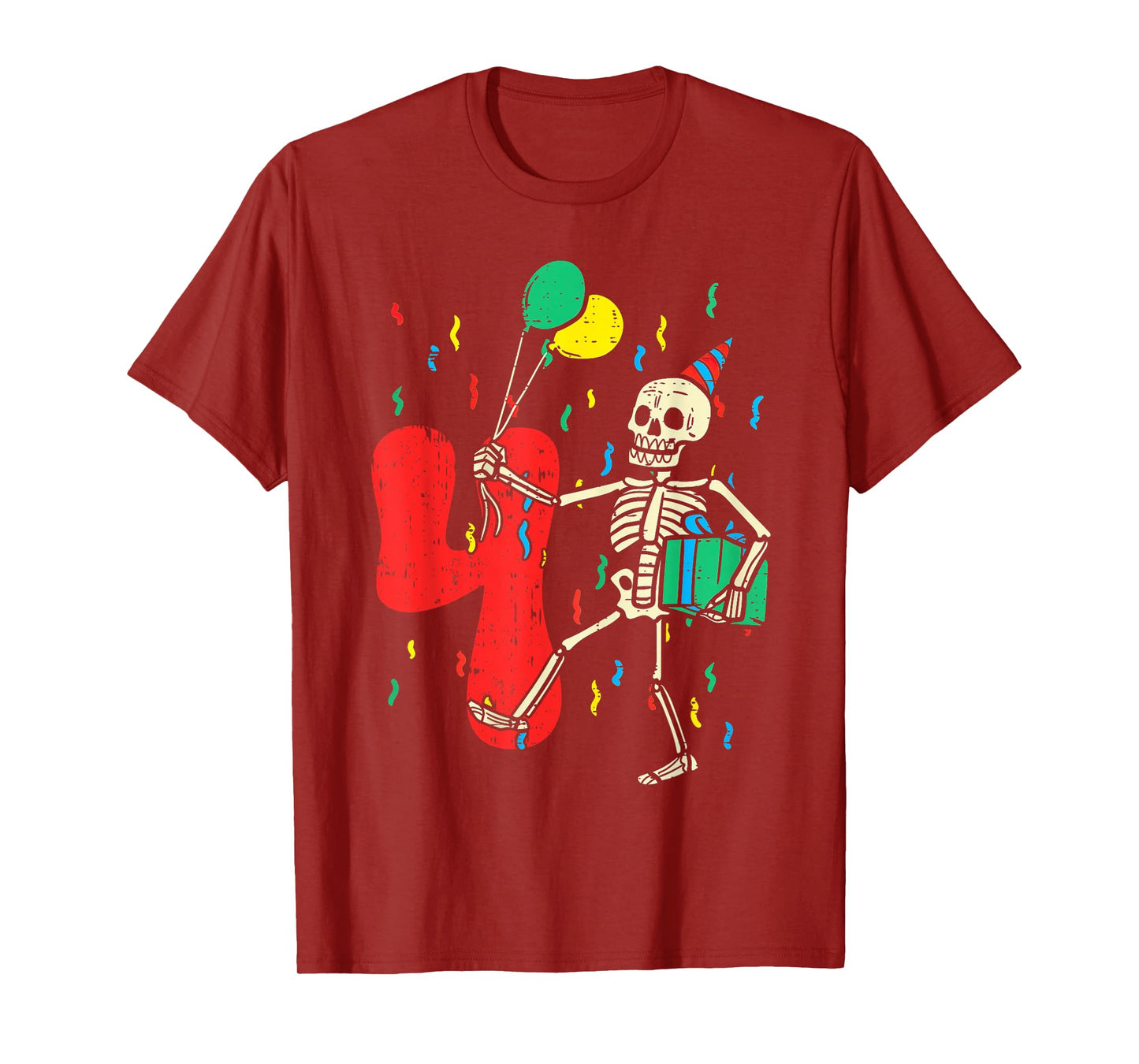 My 4th Birthday Skeleton Halloween 4 Year Old Funny Gift T-Shirt