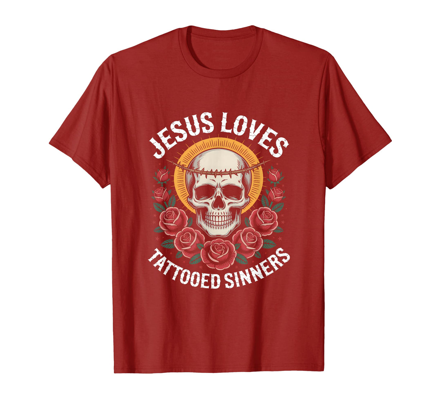 Jesus Loves Tattooed Sinners Christian Faith Inked Tattoo T-Shirt