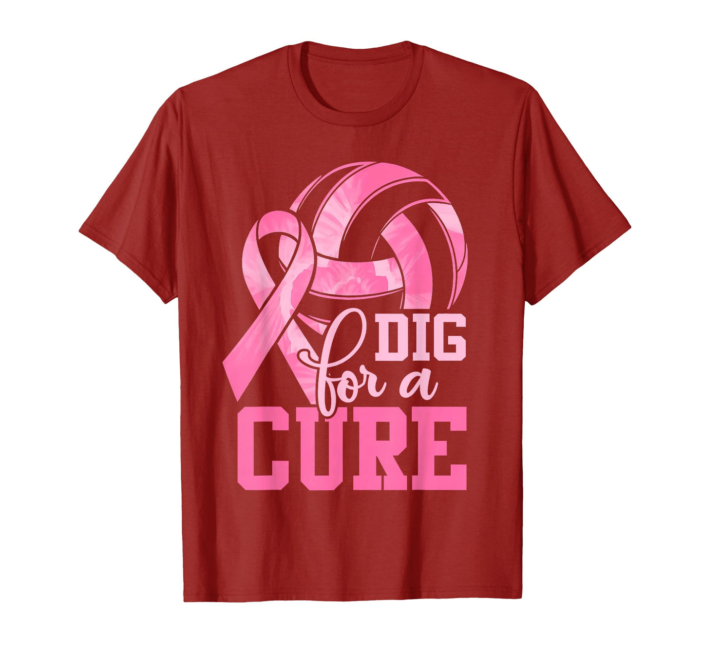 Dig For A Cure Volleyball Pink Breast Cancer Awareness Girls T-Shirt