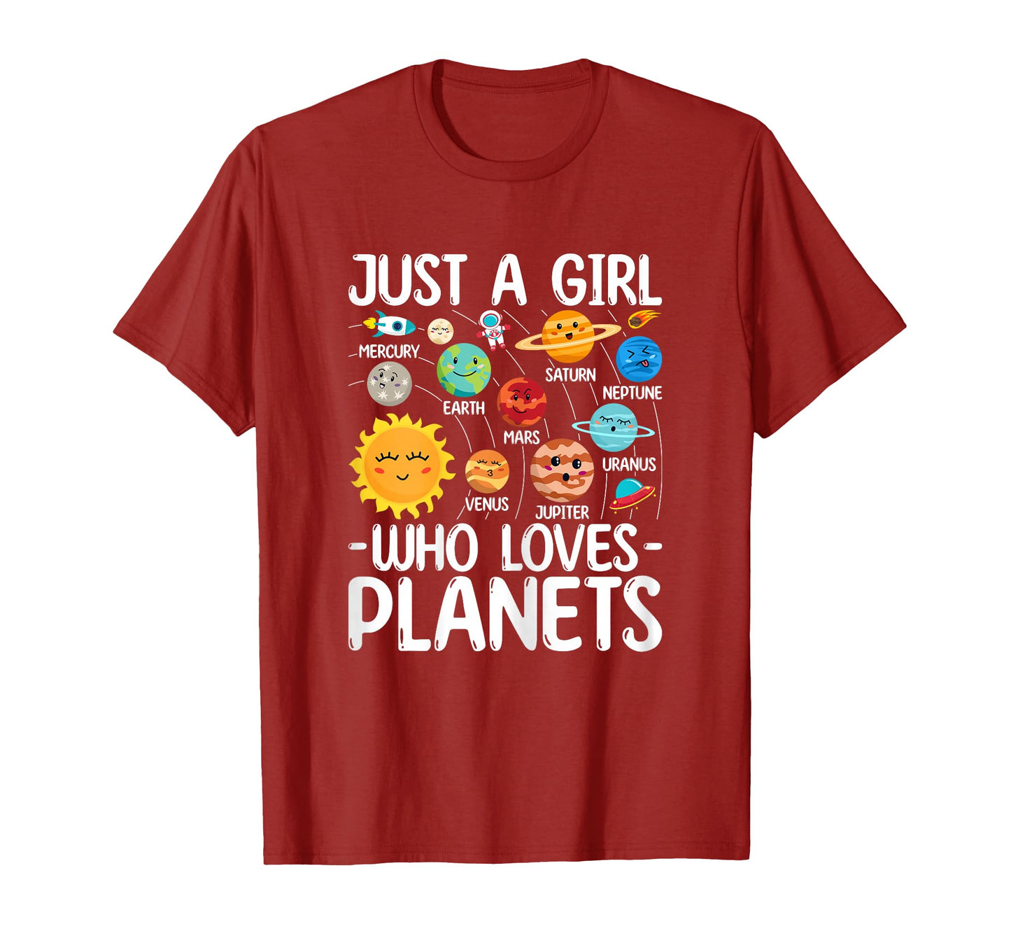 Just A Girl Who Loves Planet Solar Star System Science Space T-Shirt