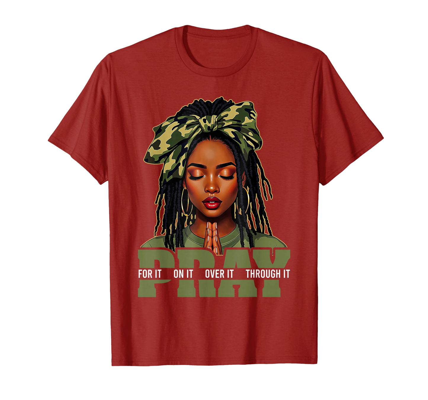 Pray On It Pray Over It Black Woman Afro Christian Sayings T-Shirt