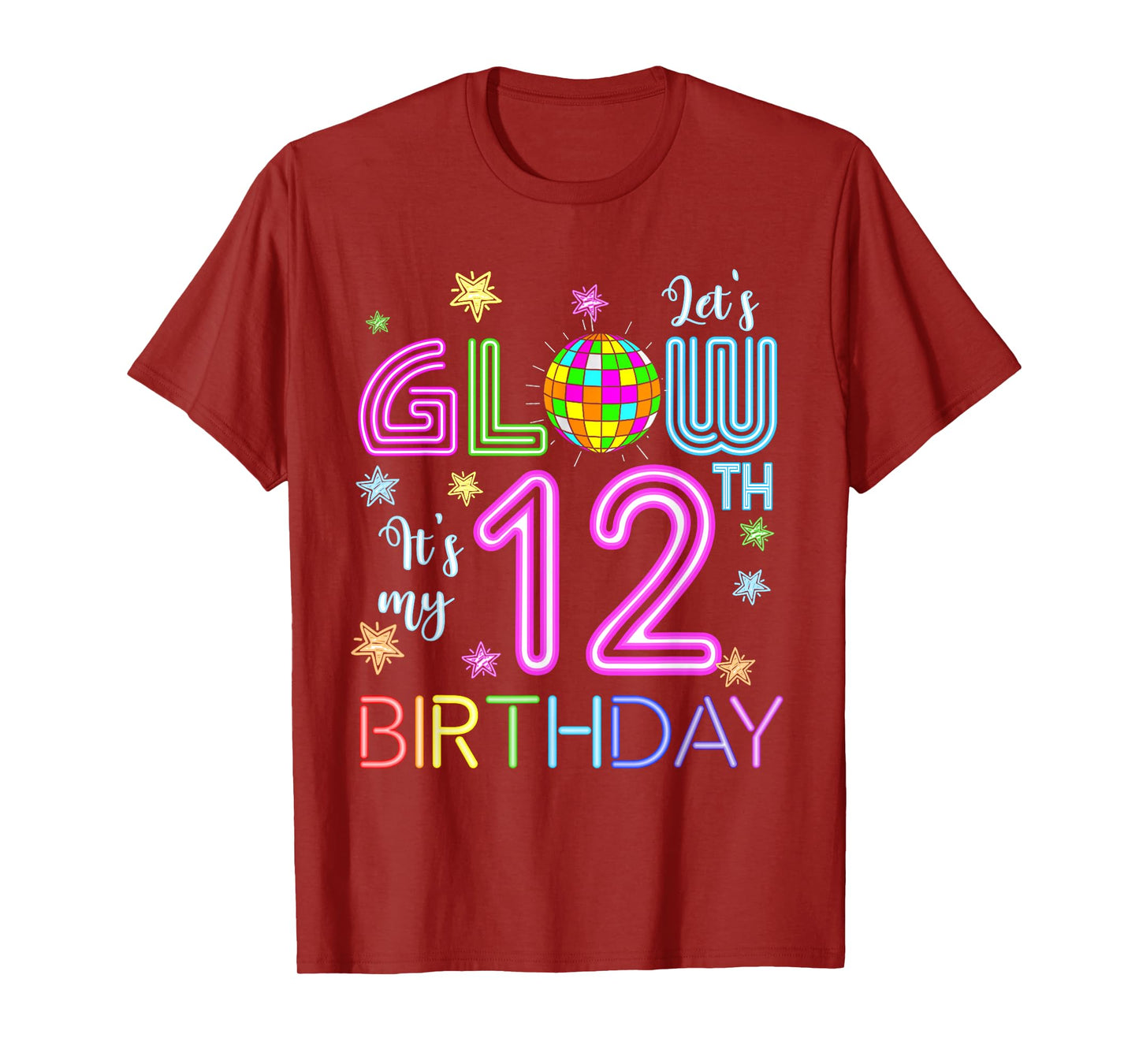 Lets Crazy It's My 12th Birthday Glowing 80s 12 Year Old T-Shirt