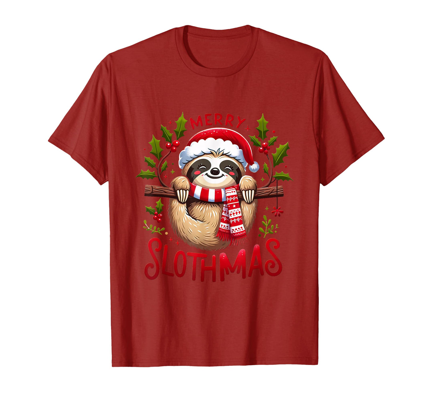 Merry Slothmas Cute Sloth Christmas Pajamas Women Girl Kids T-Shirt