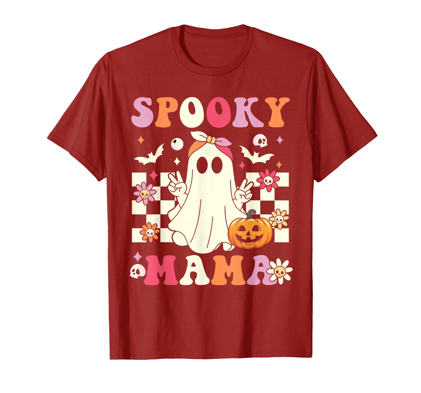 Spooky Mama Halloween Mom Ghost Costume Groovy T-Shirt