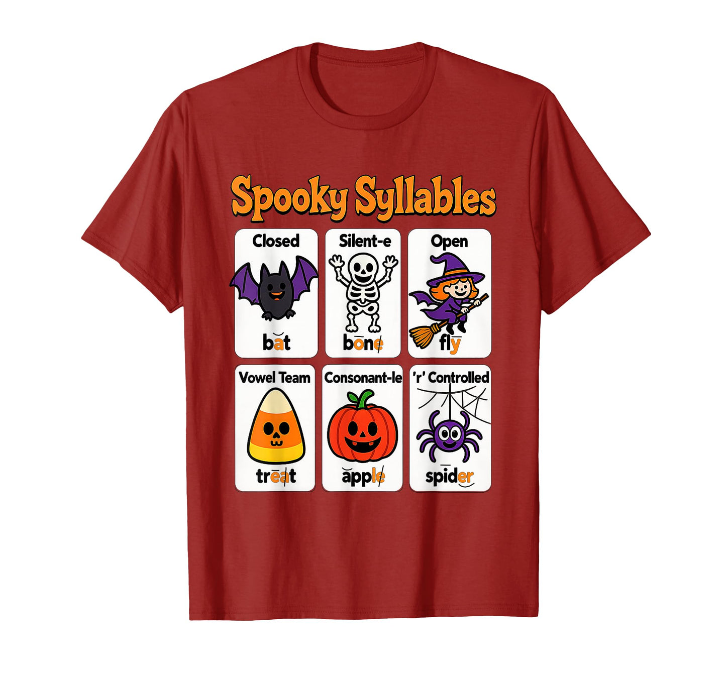 Spooky Syllables Teacher Outfit Halloween Classroom Learning T-Shirt