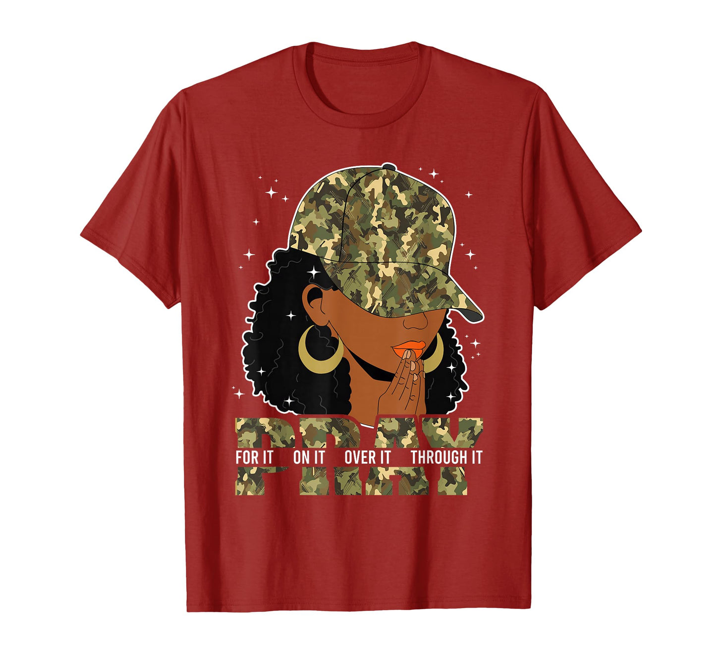 Pray On It Pray Over It Black Woman Afro Christian Sayings T-Shirt