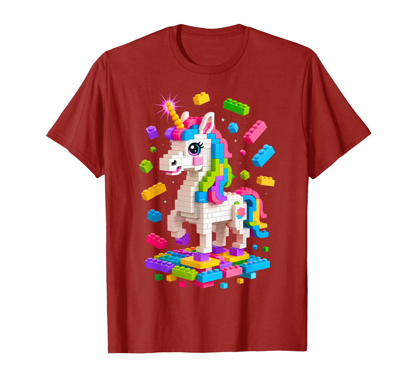 Unicorn Lover Master Builder Building Bricks Blocks Toy Kids T-Shirt