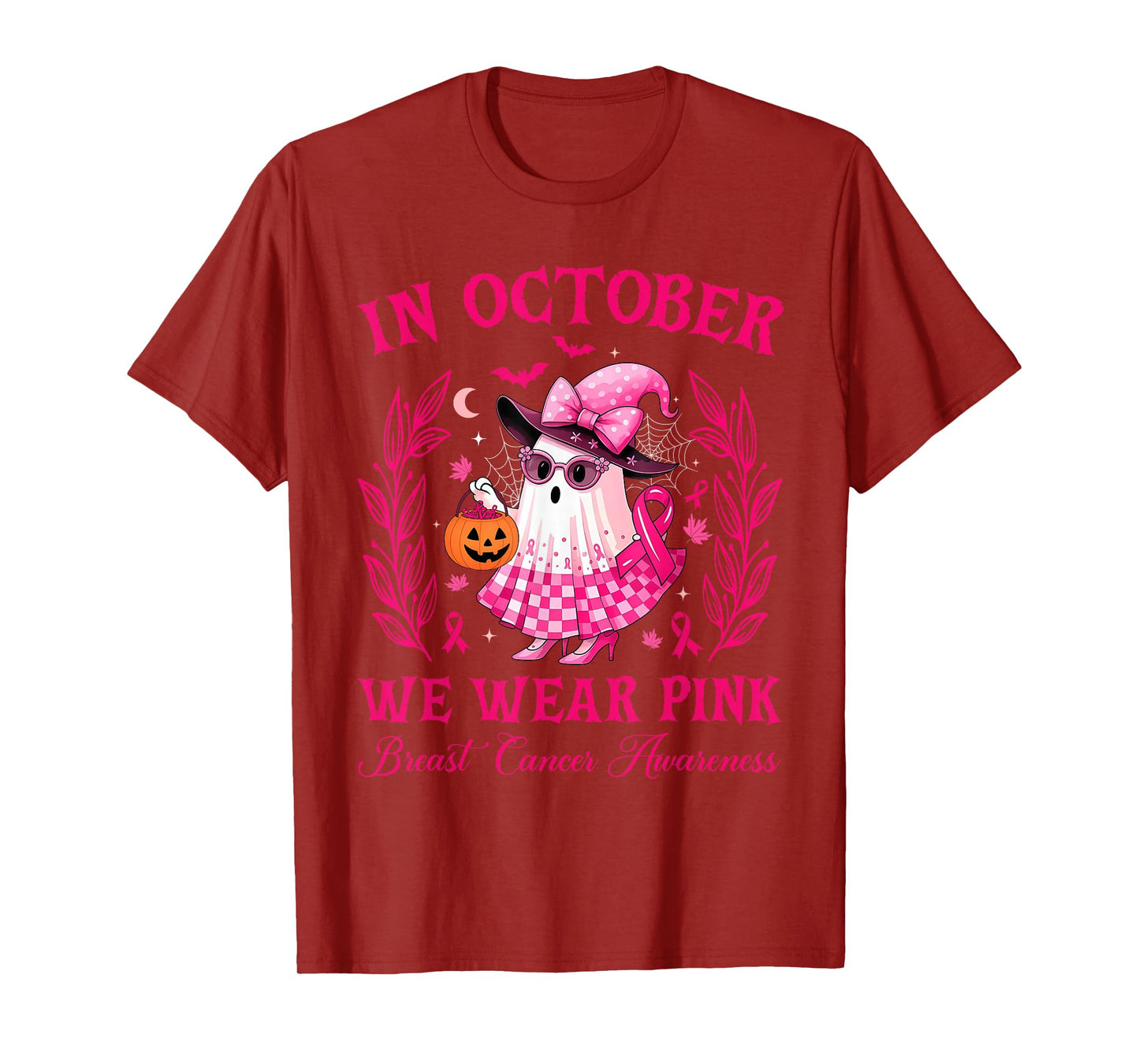 in October, we wear Pink Hallowen for Women Cute T-Shirt