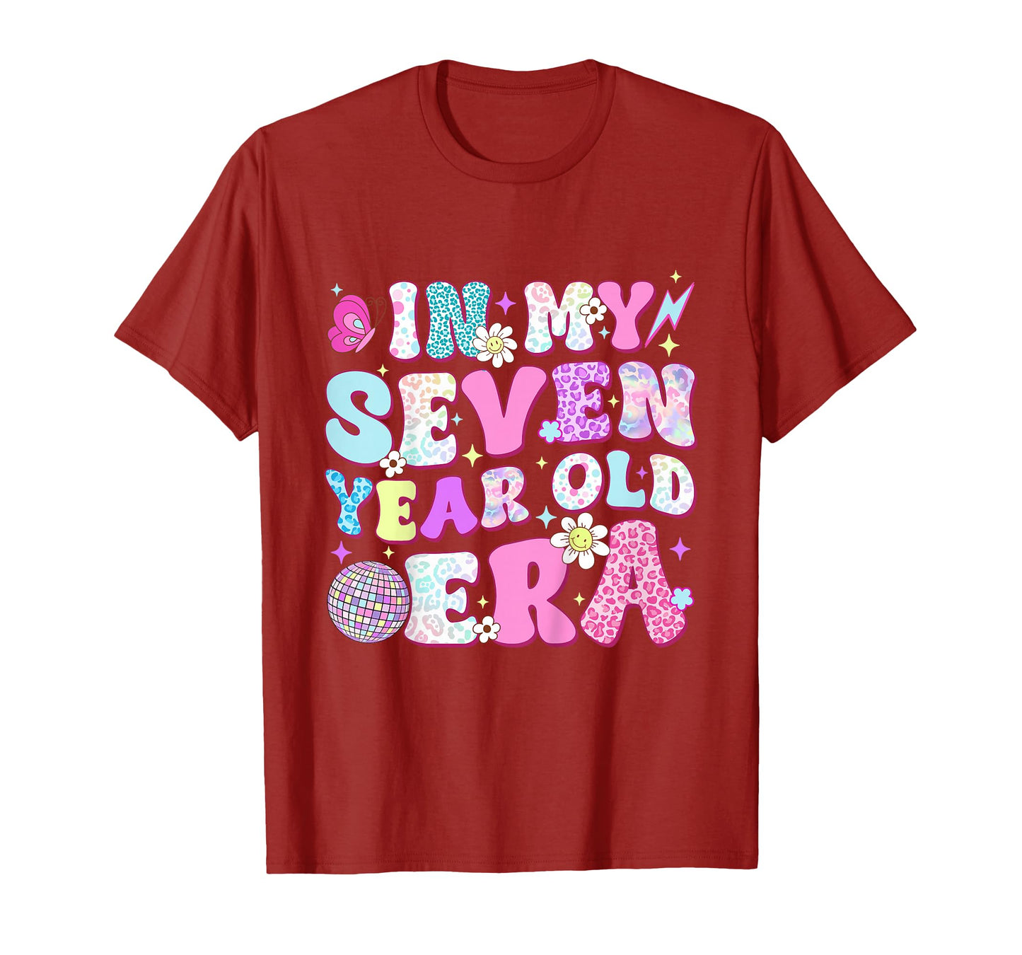 7 Year Old In My Seven Year Old Era Girl Kids 7th Birthday T-Shirt