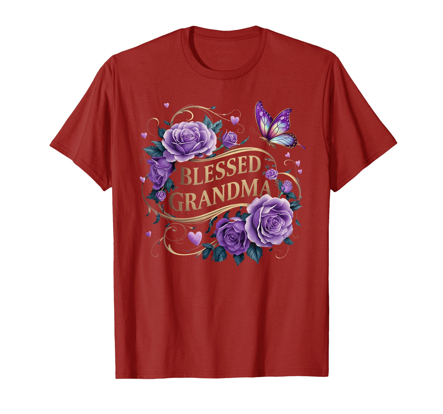 Blessed Grandma Shirt For Women Lavender Rose Butterfly T-Shirt
