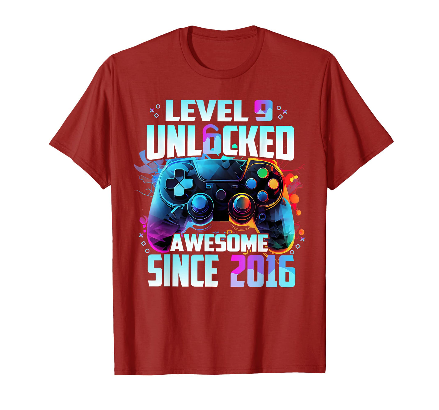 Level 9 Unlocked Awesome Since 2016 9th Birthday Gaming T-Shirt
