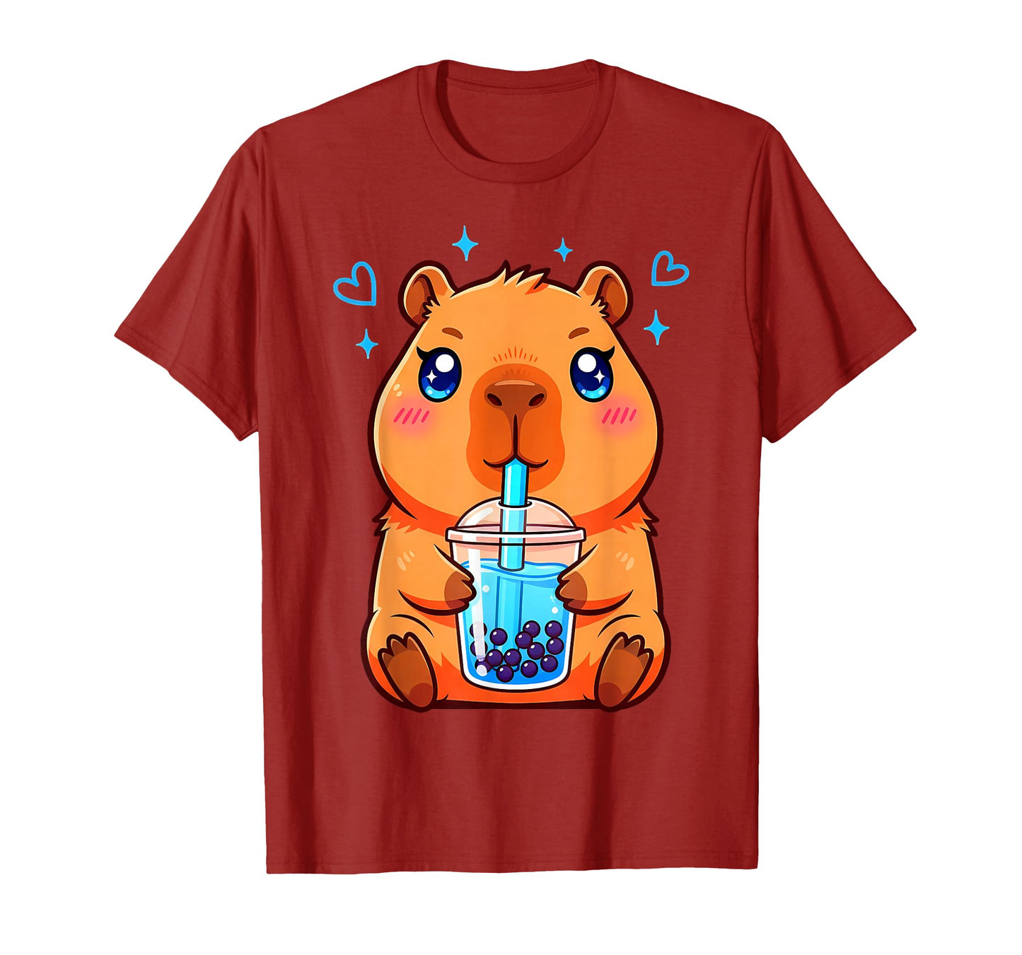 Cute Capybara Kawaii Anime Girls Drinking Boba Tea Lover T-Shirt