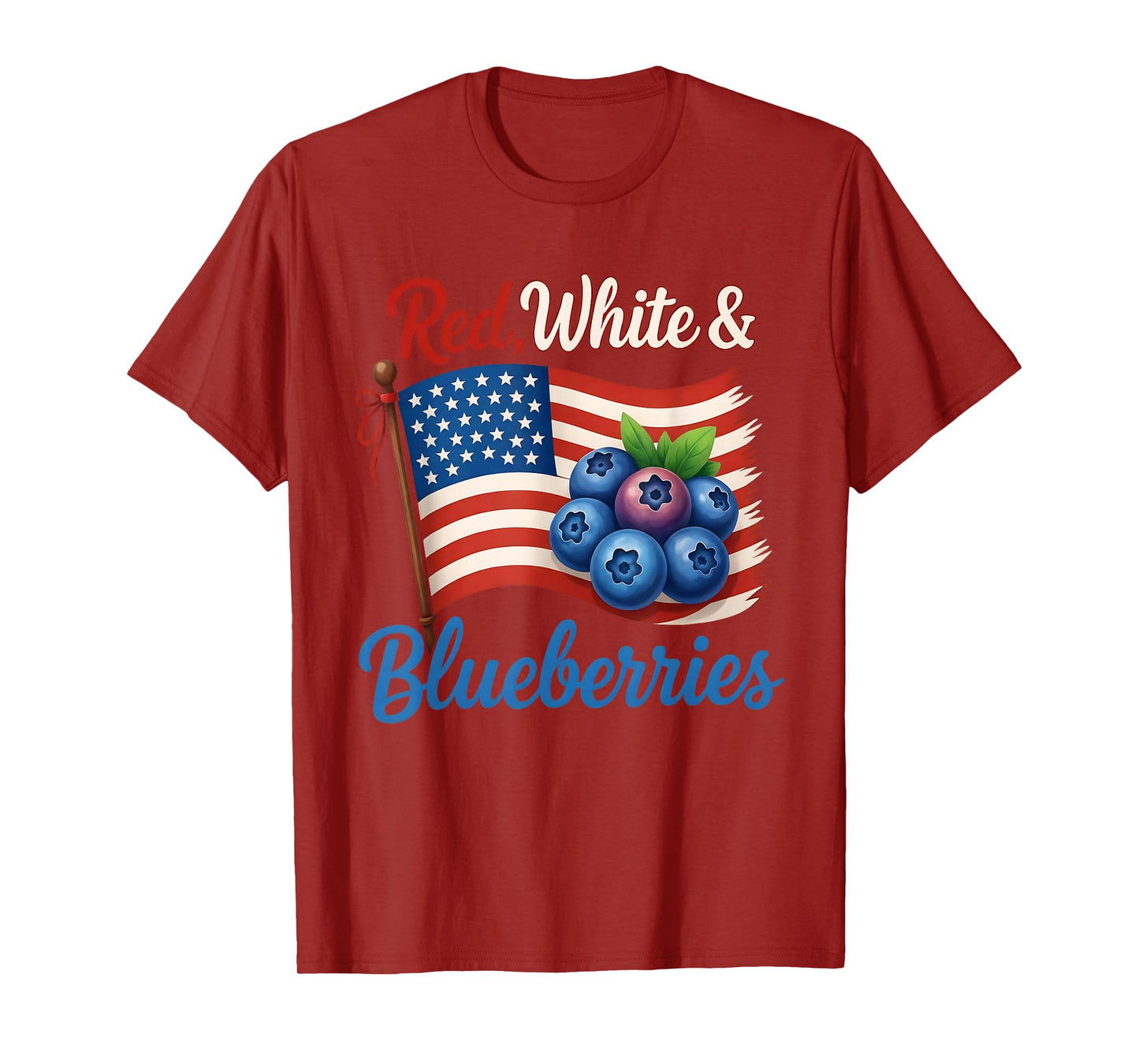 Red White Blueberries Funny Patriotic USA Flag Vintage T-Shirt