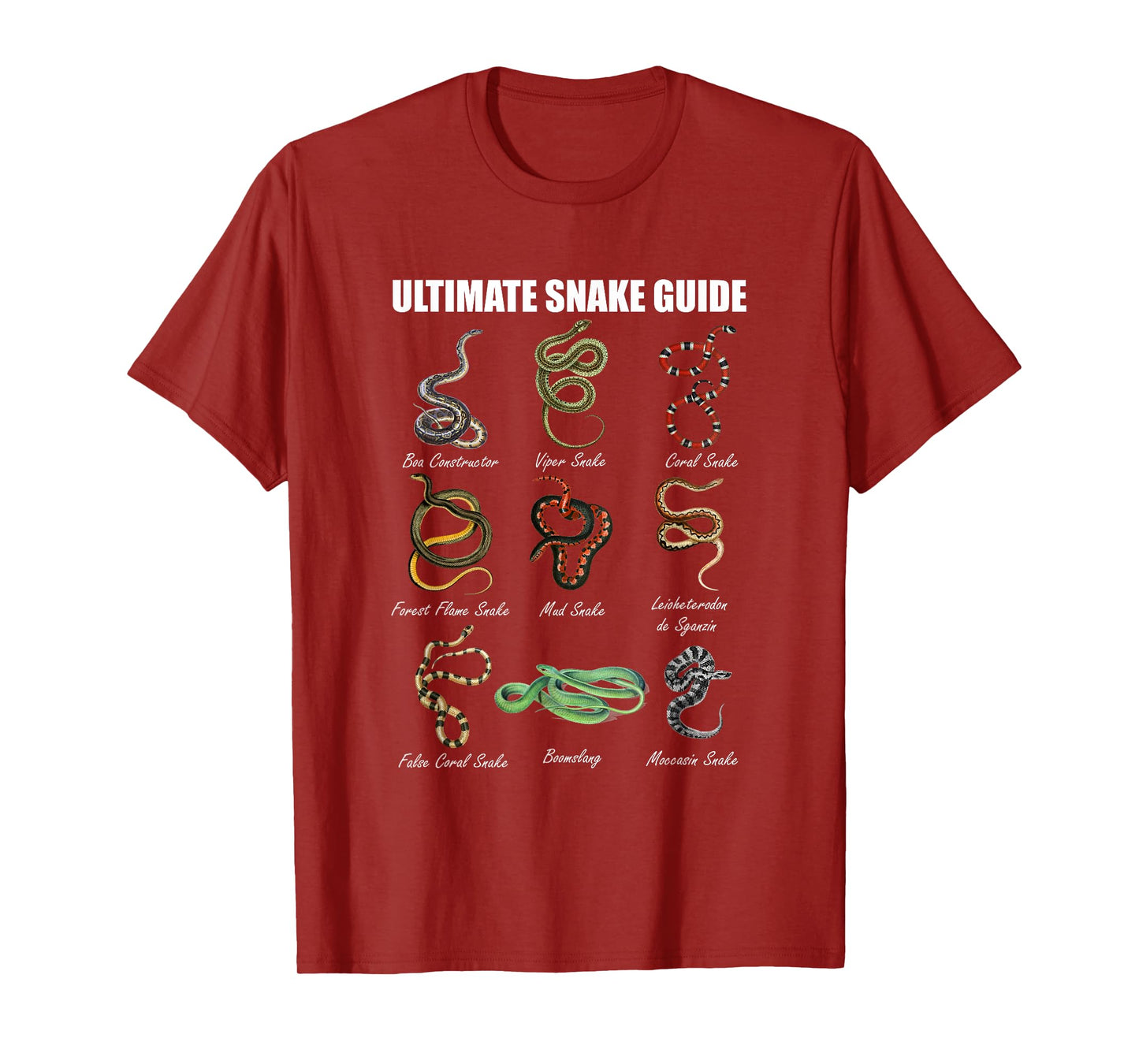Snakes Educational Ultimate Snake Guide Reptile Lover T-Shirt