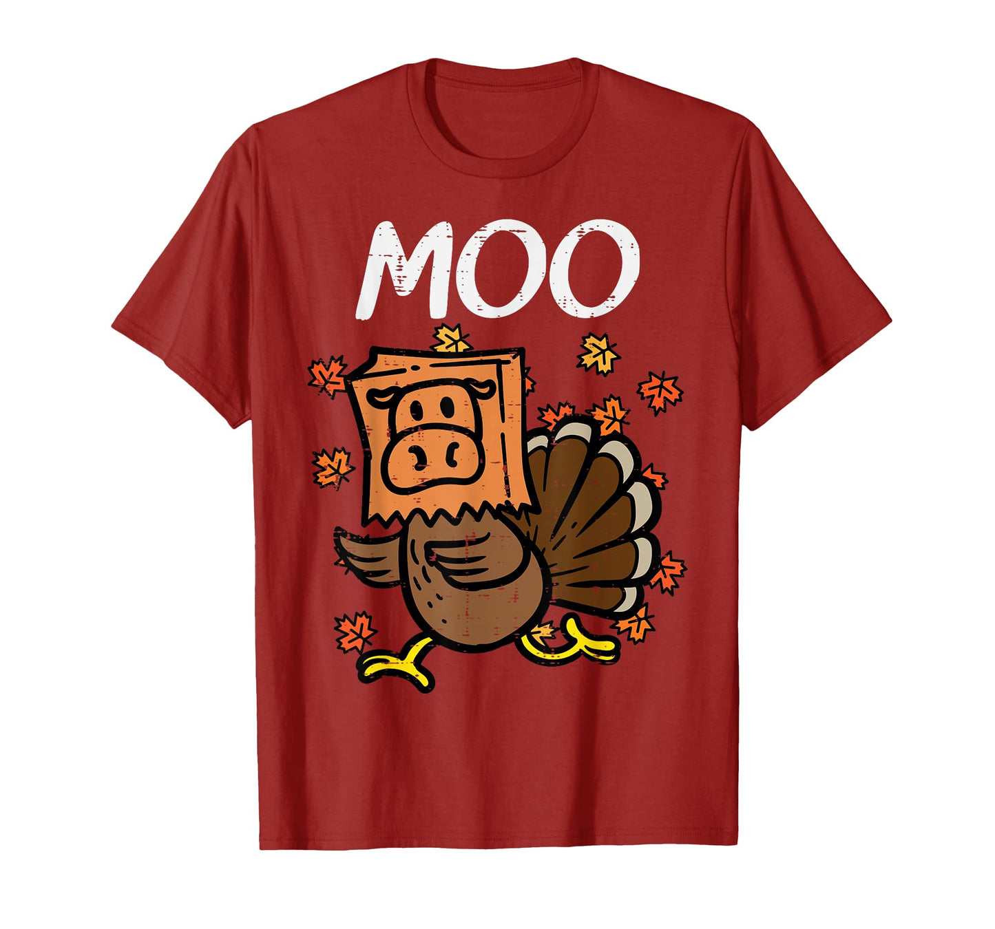 Thanksgiving Turkey Moo Cow Head Funny Fall Men Women Kids T-Shirt