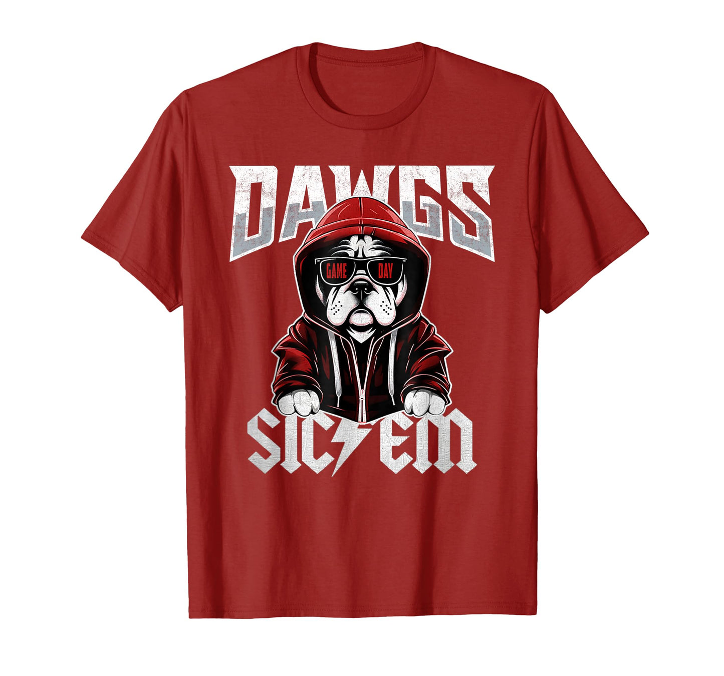 Sic Em Bulldog Distressed - Dawgs Bulldog Spirit Evergreen T-Shirt