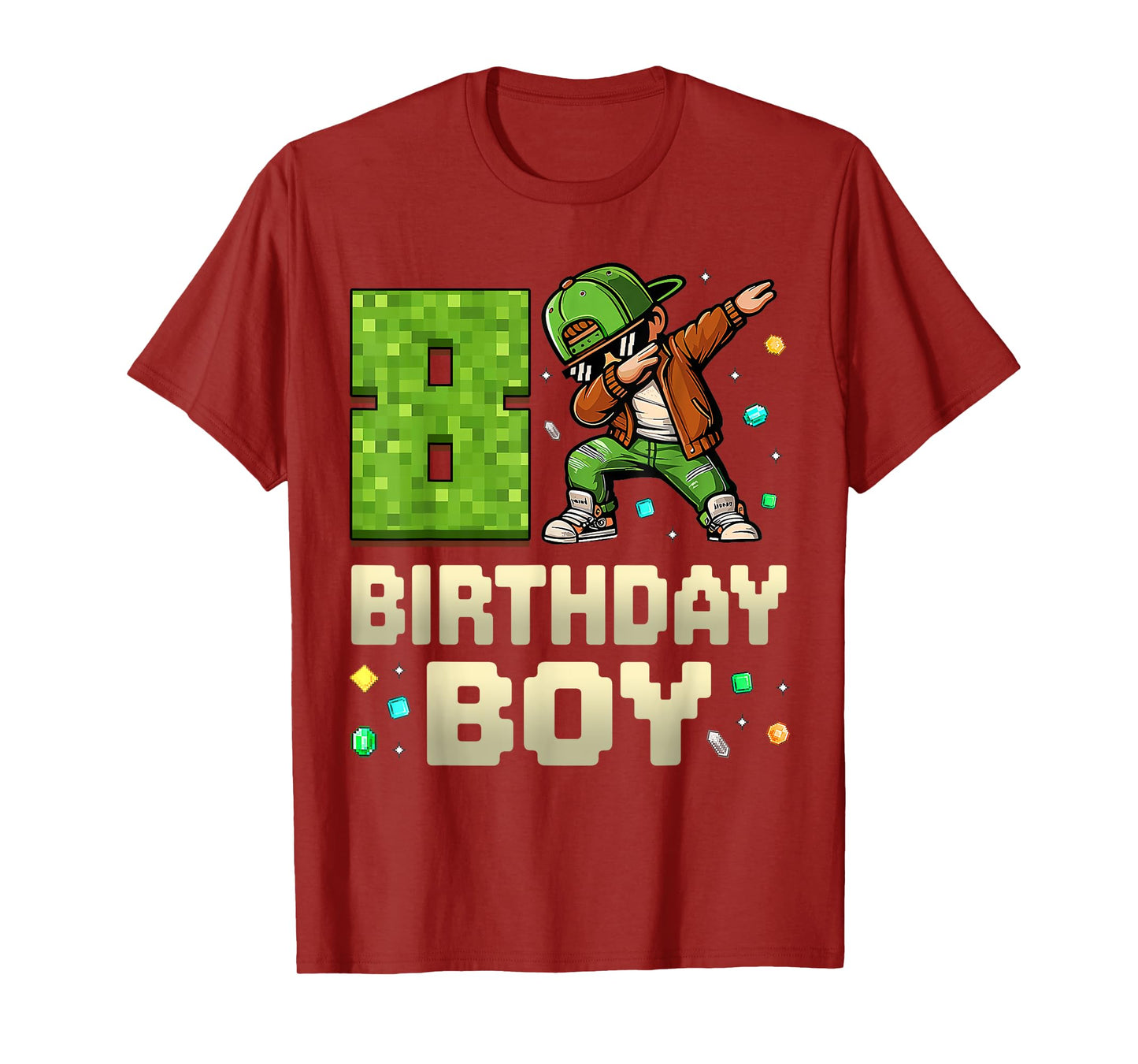 8 Years Birthday Boy 8th Dabbing Boy Game Video Pixel T-Shirt