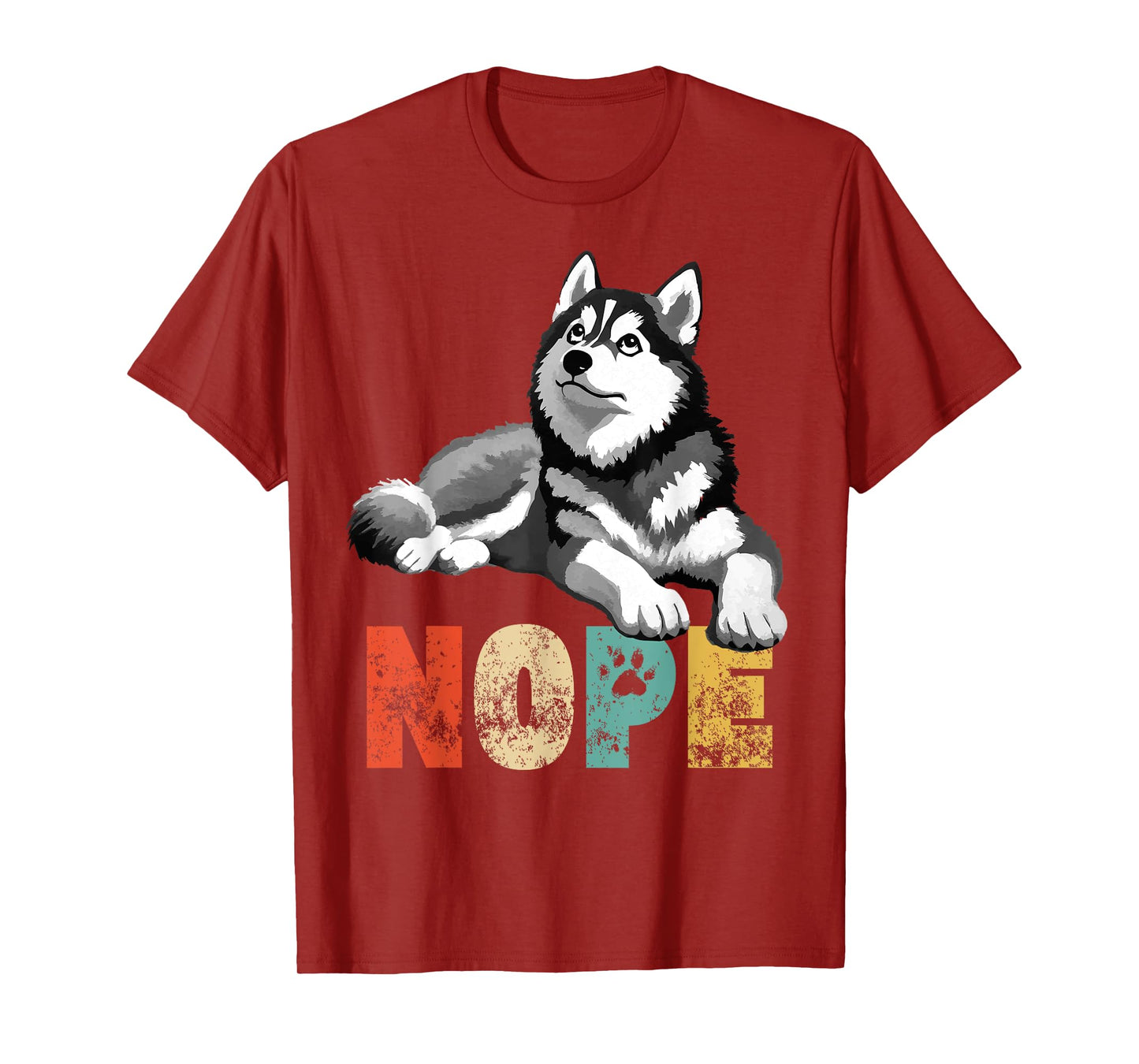 Vintage Nope Not Today Funny Lazy Siberian Husky Dog Owner T-Shirt for Men Women Kids