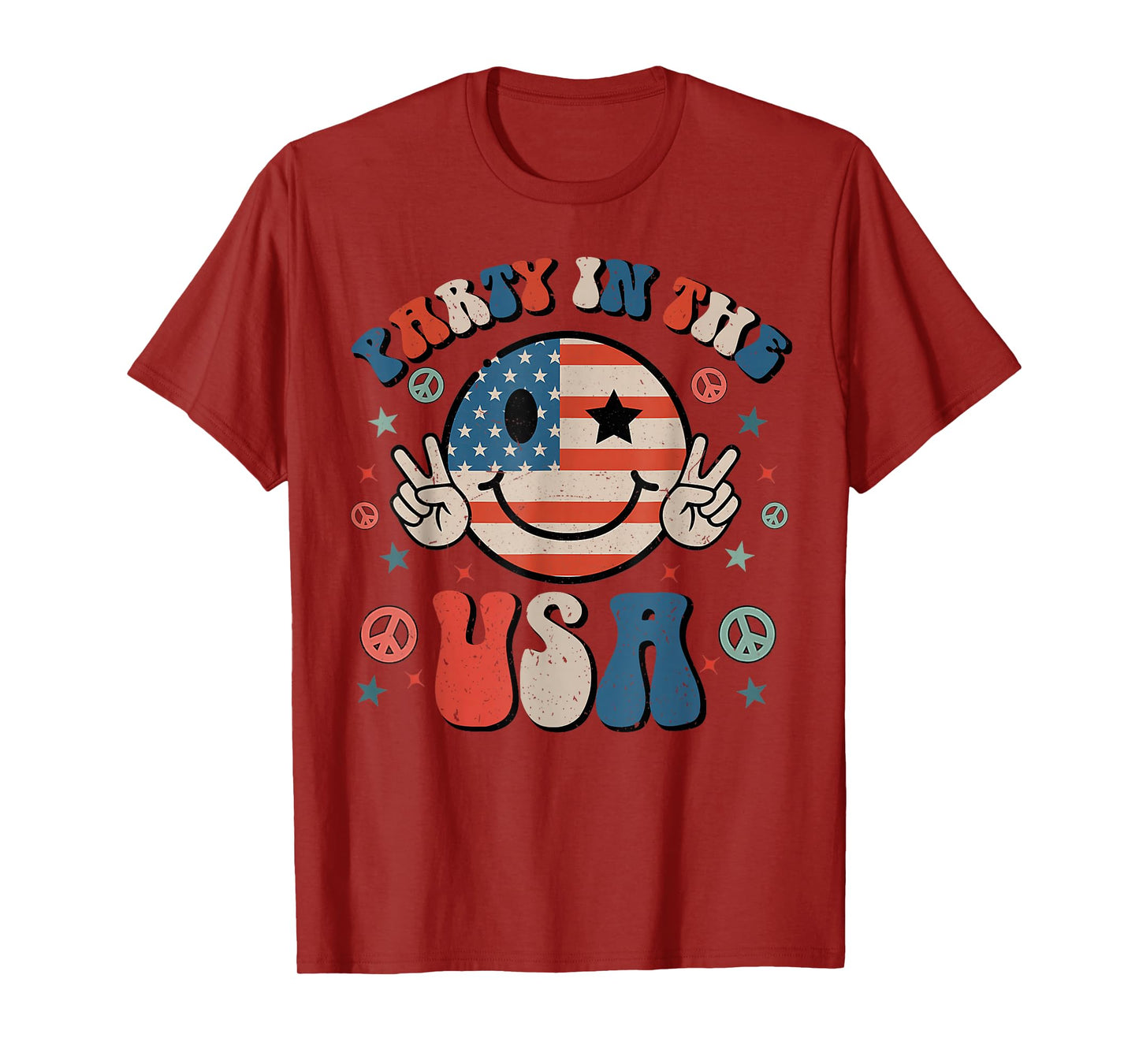 Party in the USA 4th of July Preppy Smile Kids Men Women T-Shirt