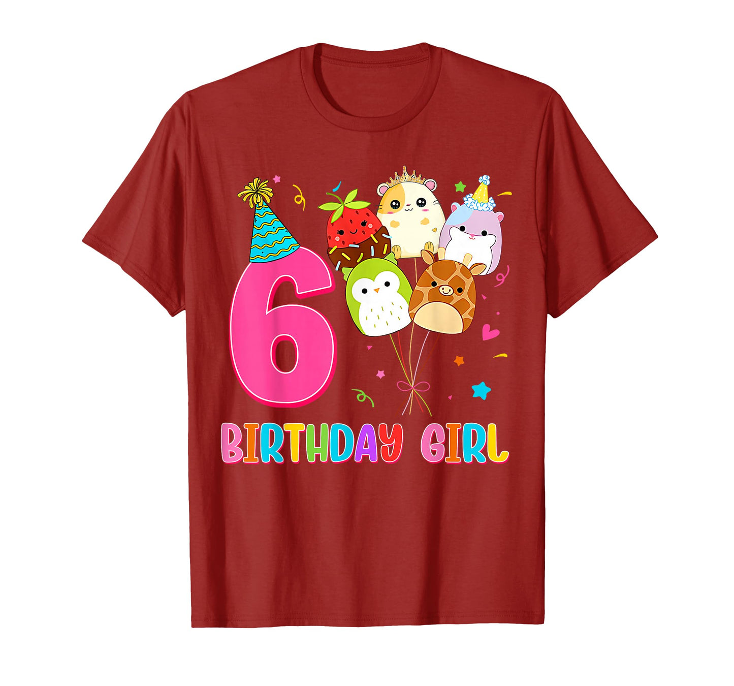 Birthday Girl Squish Squad 6 Years Old Cute 6th Birthday T-Shirt