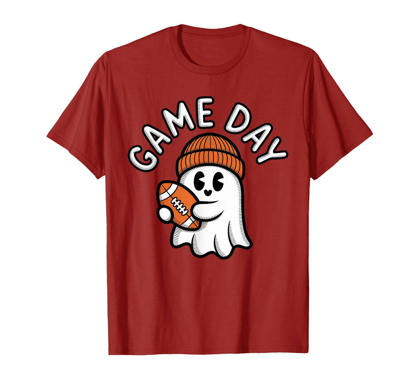 Halloween Football Player Toddler Boys Kids Ghost Game Day T-Shirt