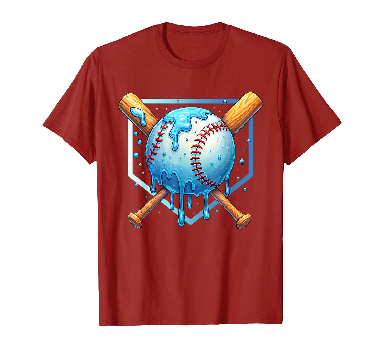 Baseball Dripping Ice Cream Drip Youth Boys Baseball T-Shirt