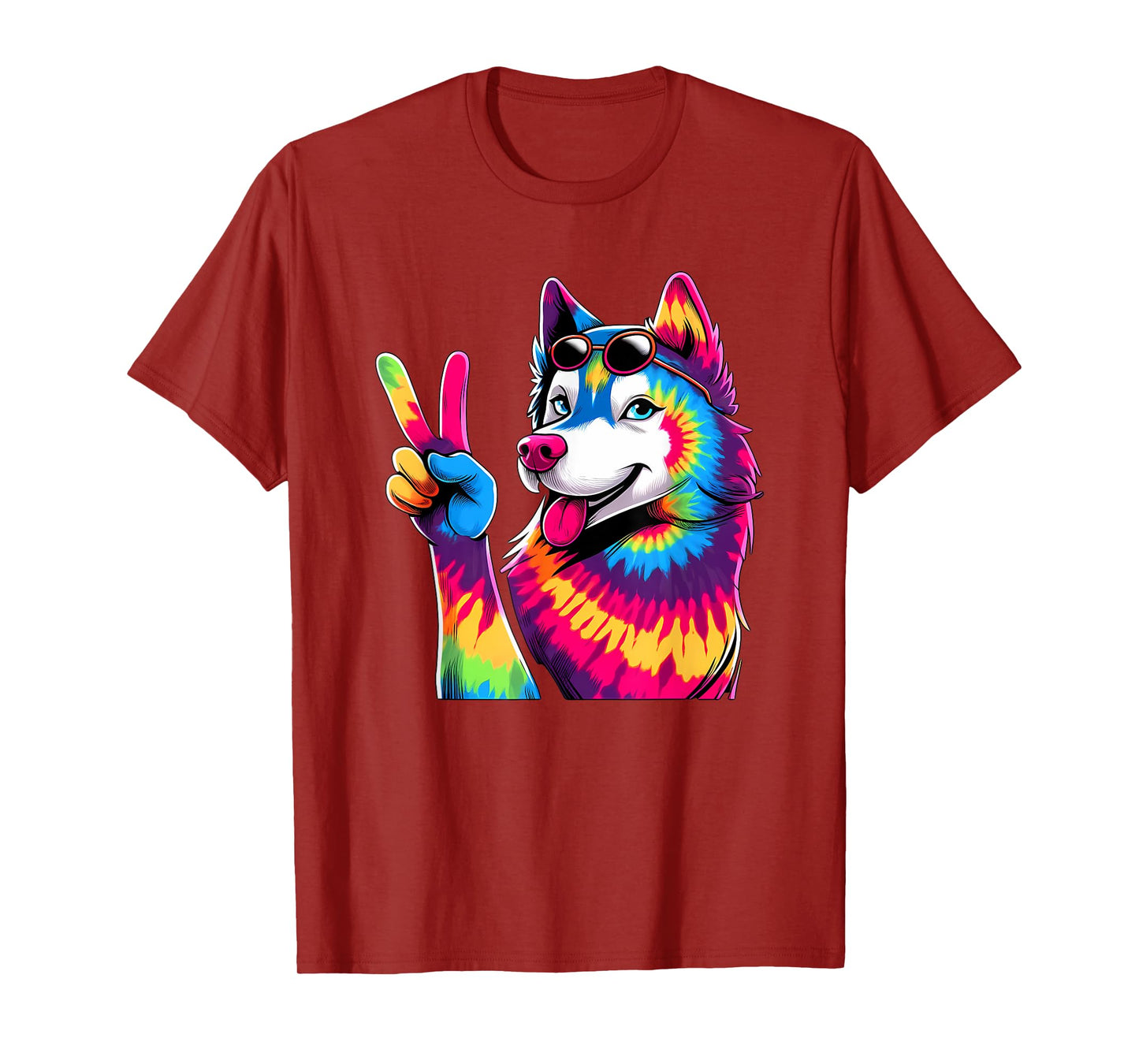 Peace Sign Tie Dye Husky dog Men Women Kids T-Shirt