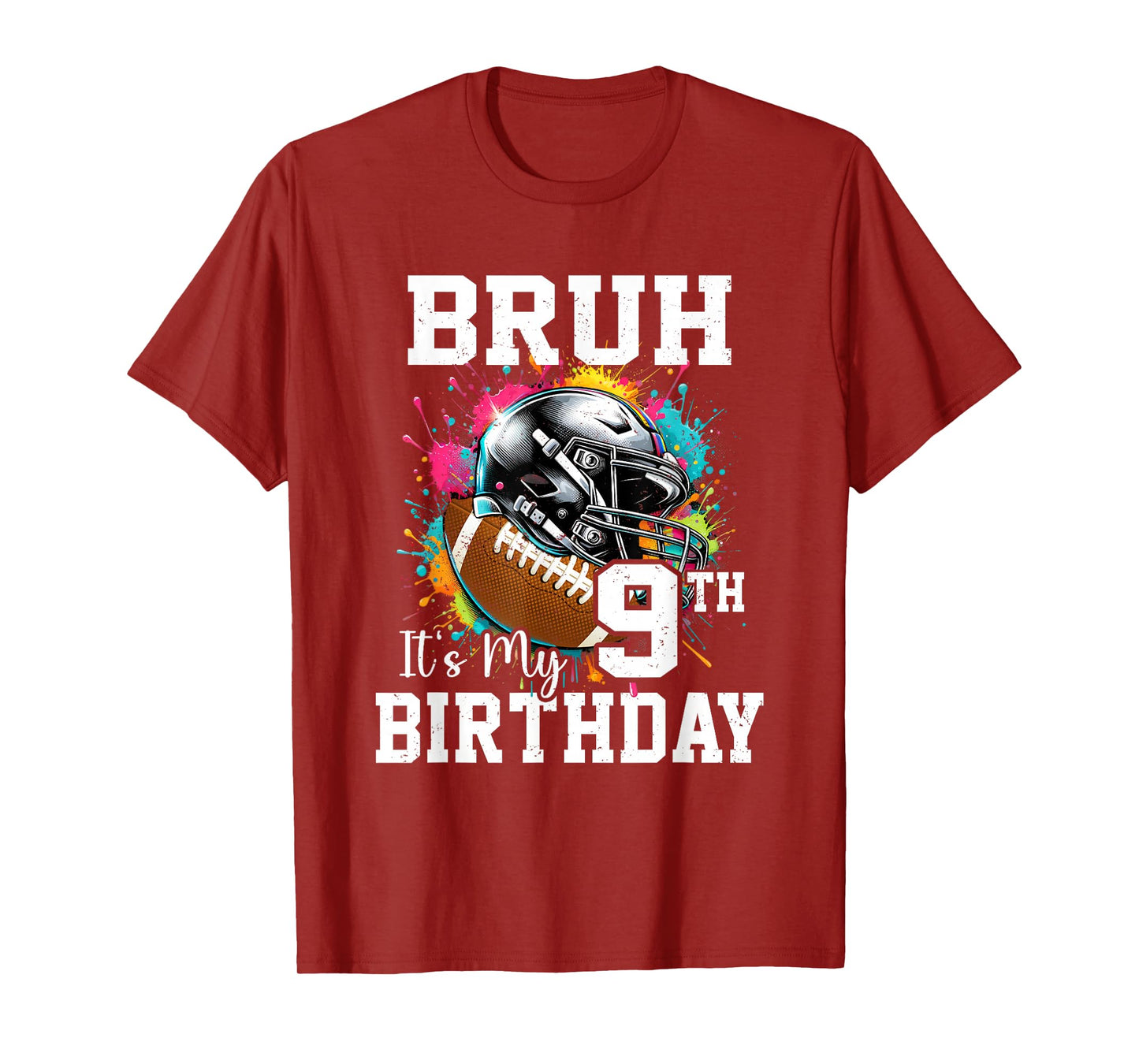 Bruh It's My 9th Birthday 9 Years Old Football Player T-Shirt