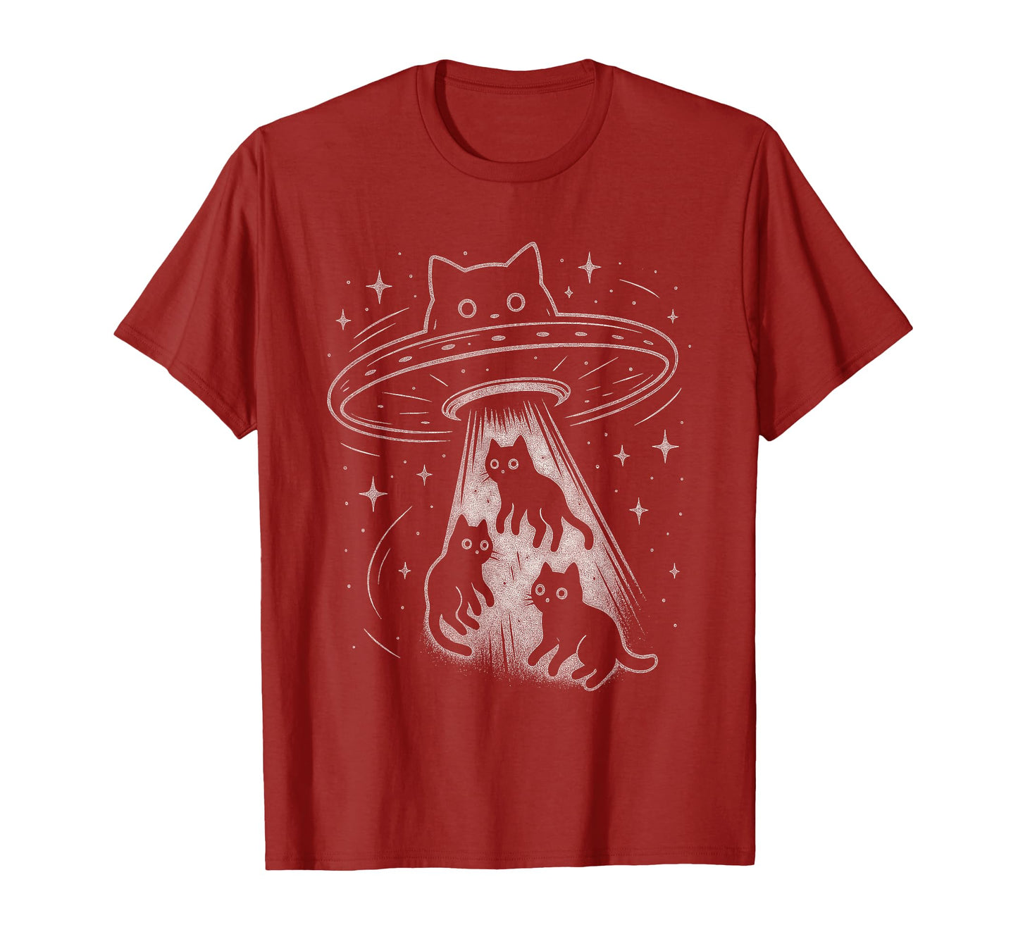 Funny Cat UFO Cute Kitty Space Spaceship Alien Aesthetic T-Shirt