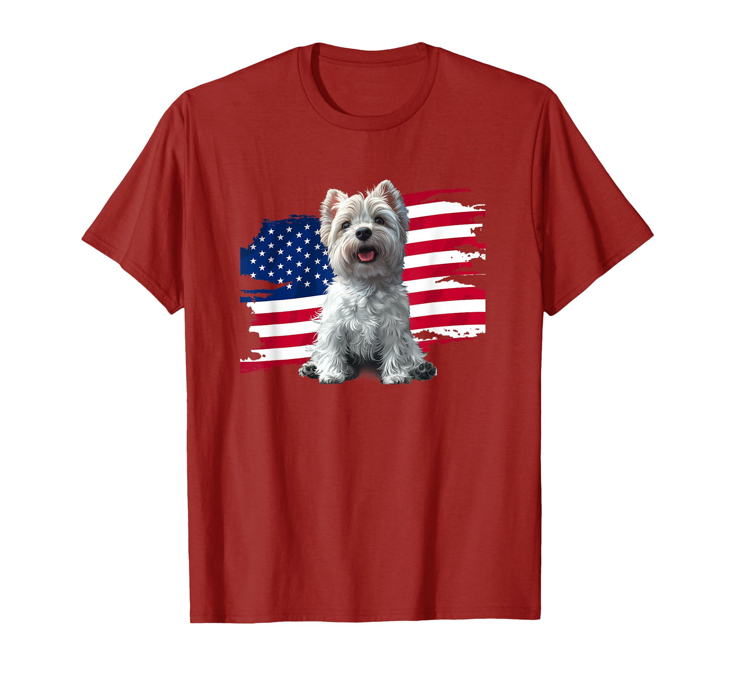 USA Flag 4th July Fourth Patriotic America Westie Dog Lover T-Shirt