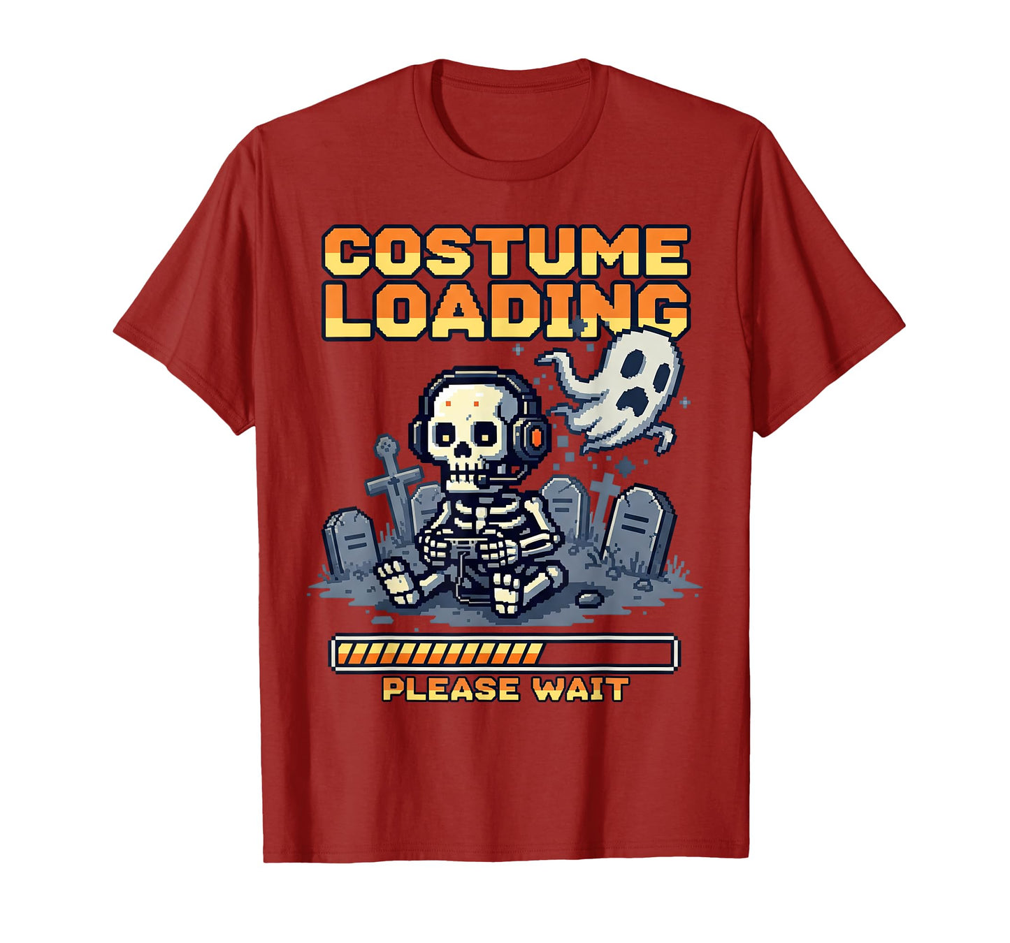 Funny Skeleton Gamer Costume Loading Please Wait Halloween T-Shirt