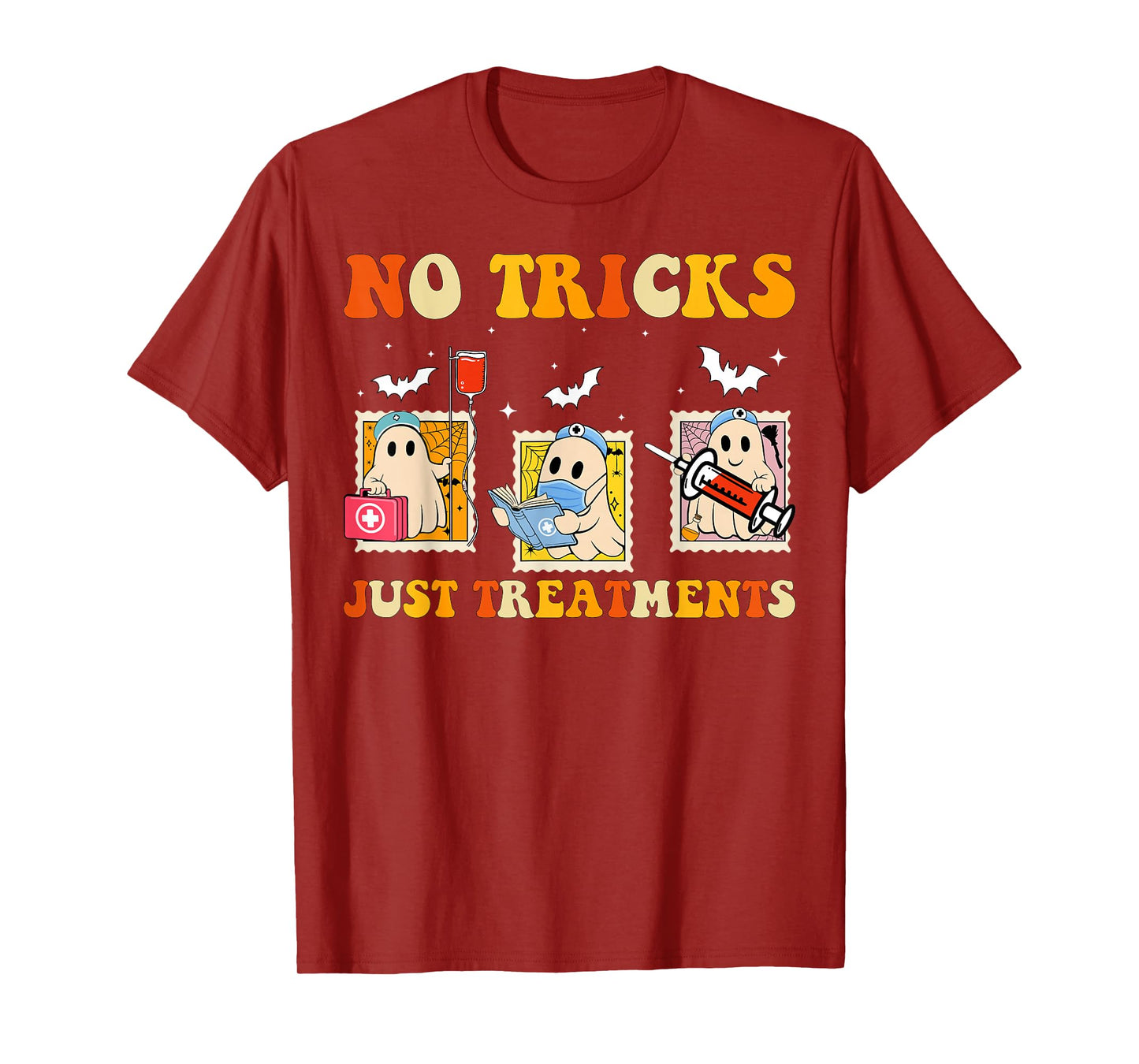 No Tricks Just Treatments Funny Halloween Ghost Nursing T-Shirt
