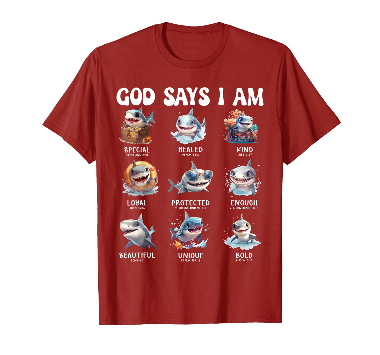 God Says I Am Cute Shark Scripture Bible Design T-Shirt
