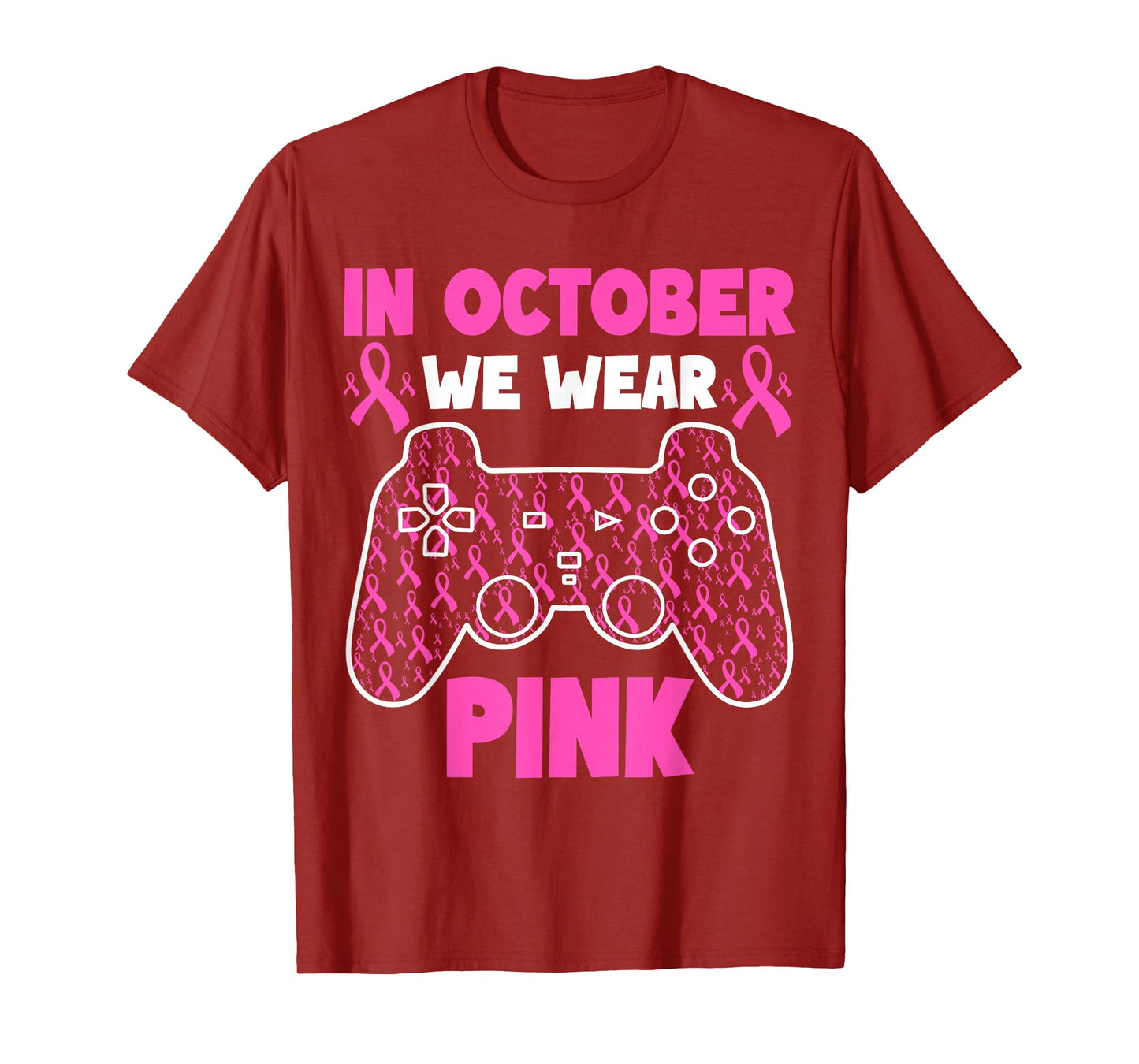 in October We Wear Pink Breast Cancer Gaming Kids Boys Youth T-Shirt