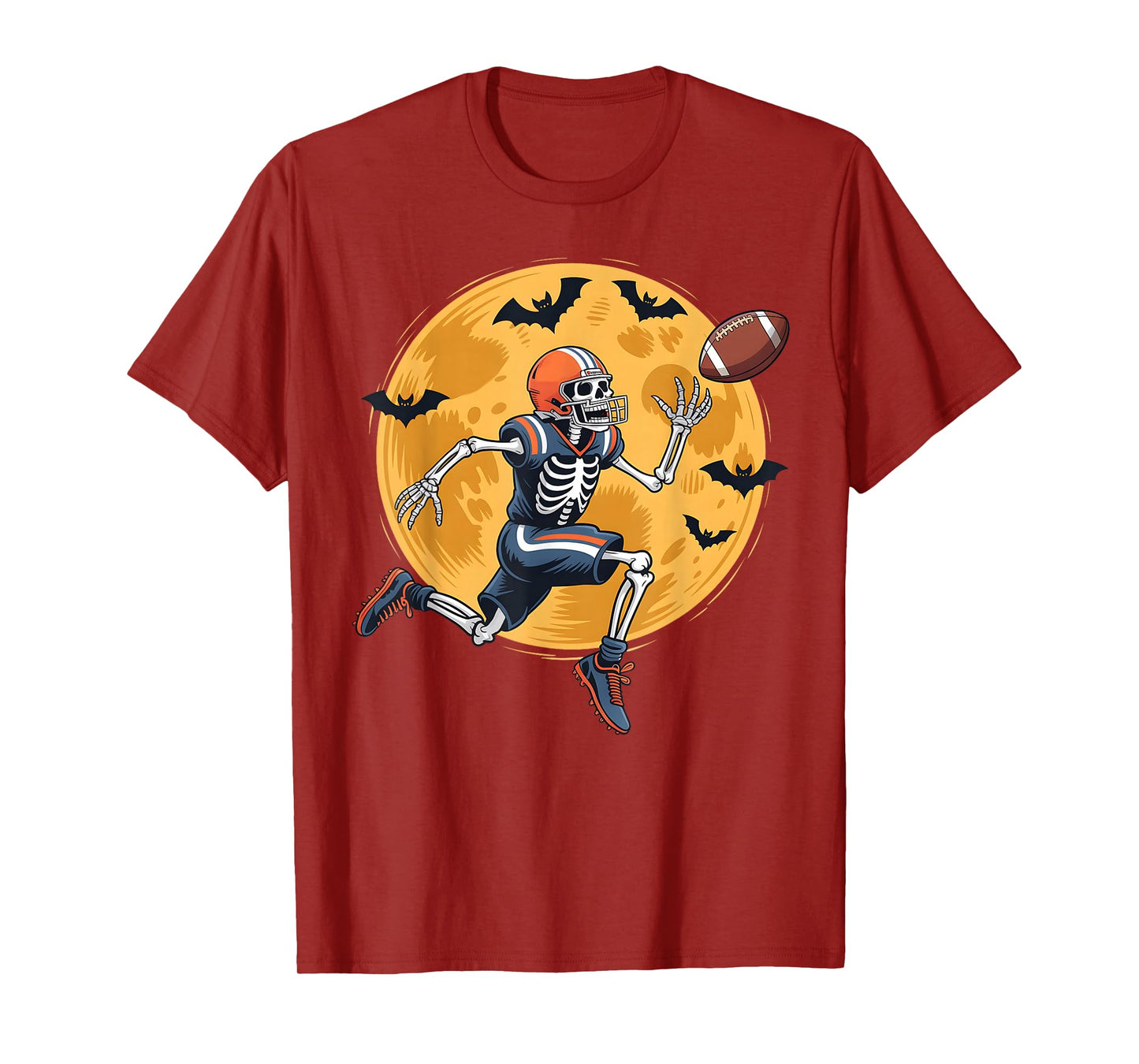 American Football Fan Skeleton Halloween Mens Boys Kid T-Shirt