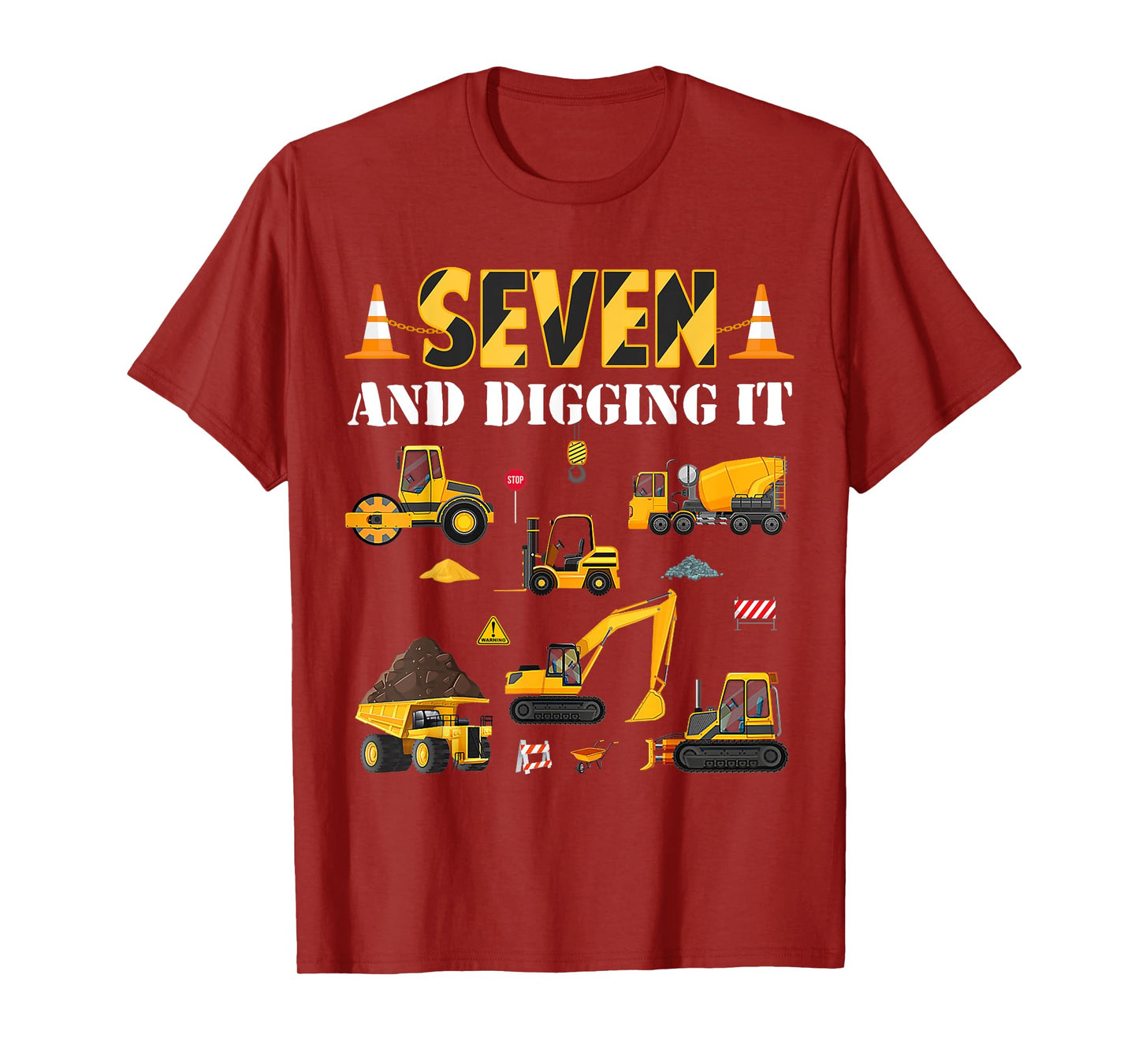 Seven And Digging It 7th Birthday Construction Boy 7 Yrs Old T-Shirt