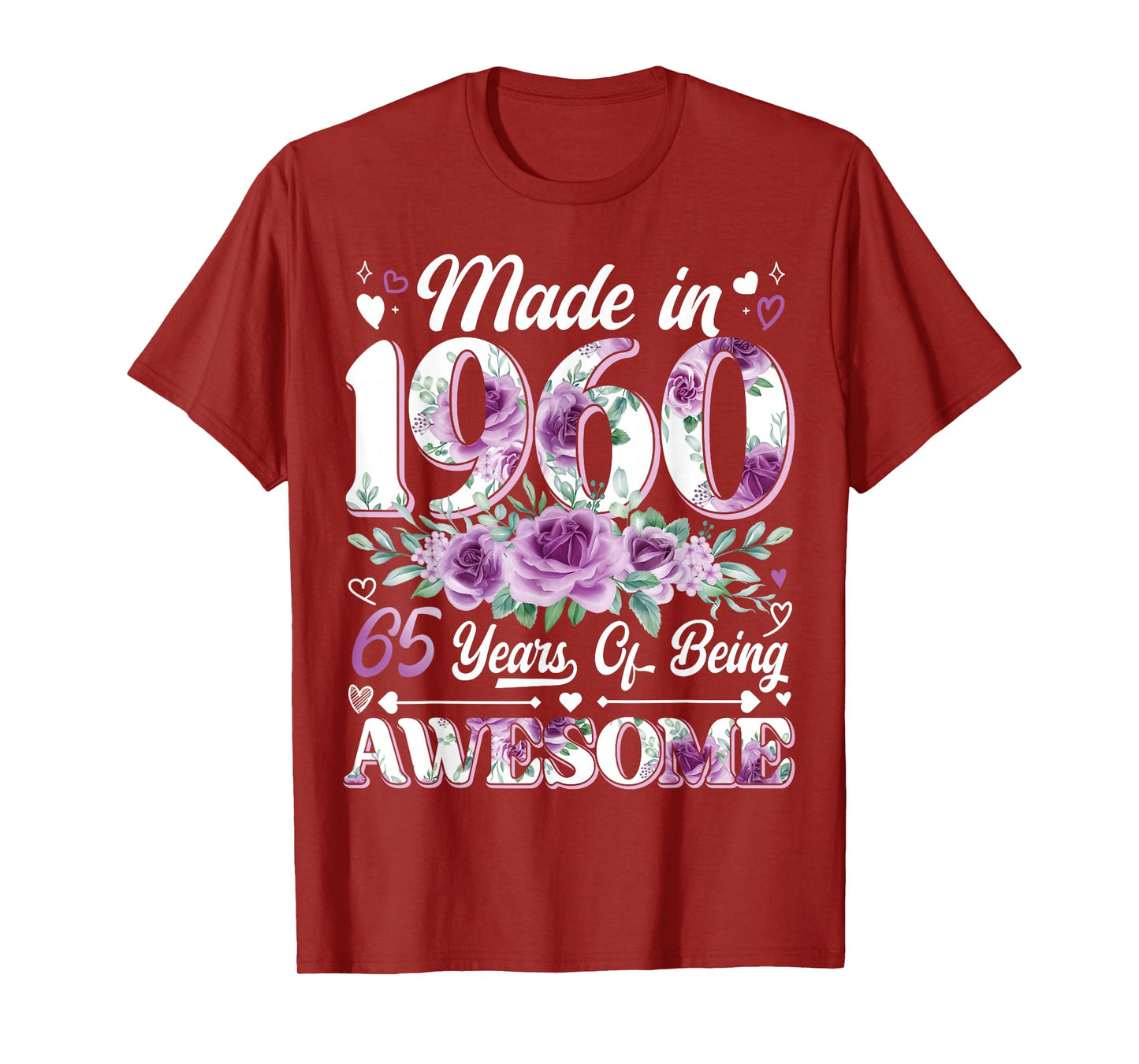 65 Year Old Made In 1960 Floral 65th Birthday Women T-Shirt