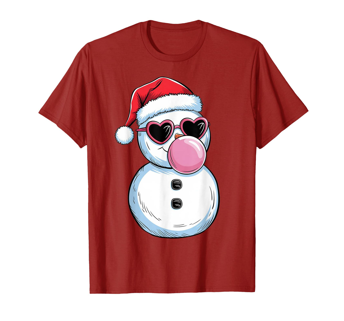 Retro Cool Snowman With Sunglasses Christmas Blowing Bubble T-Shirt