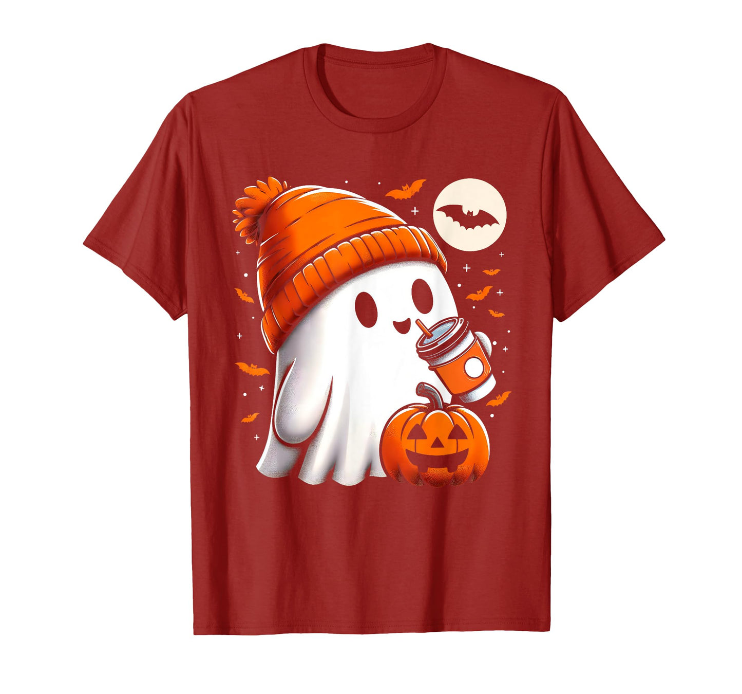 Halloween Shirts For Women Ghost Drinking Coffee Halloween T-Shirt