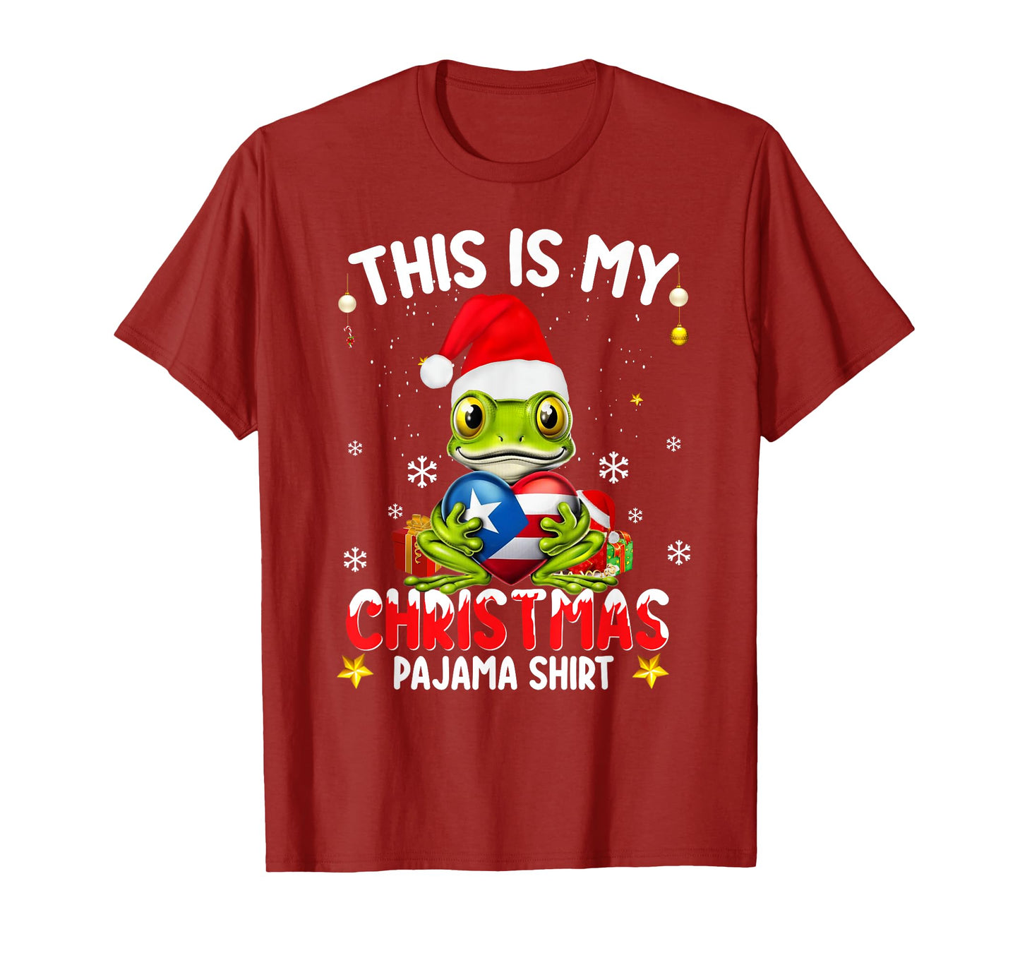 This Is My Christmas Pajama Shirt Fun Puerto Rico Flag Frog T-Shirt