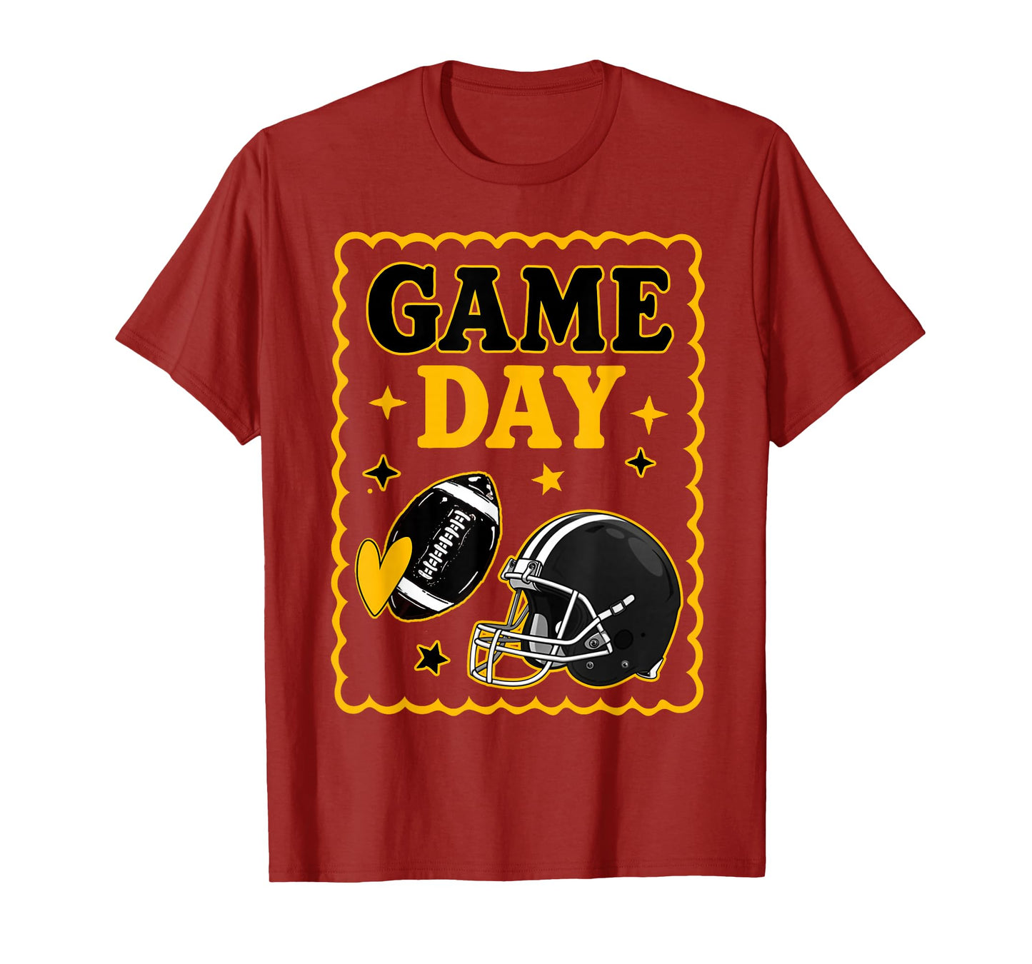 Game Day Gold Black American Football Women Girl Kids Vibes T-Shirt