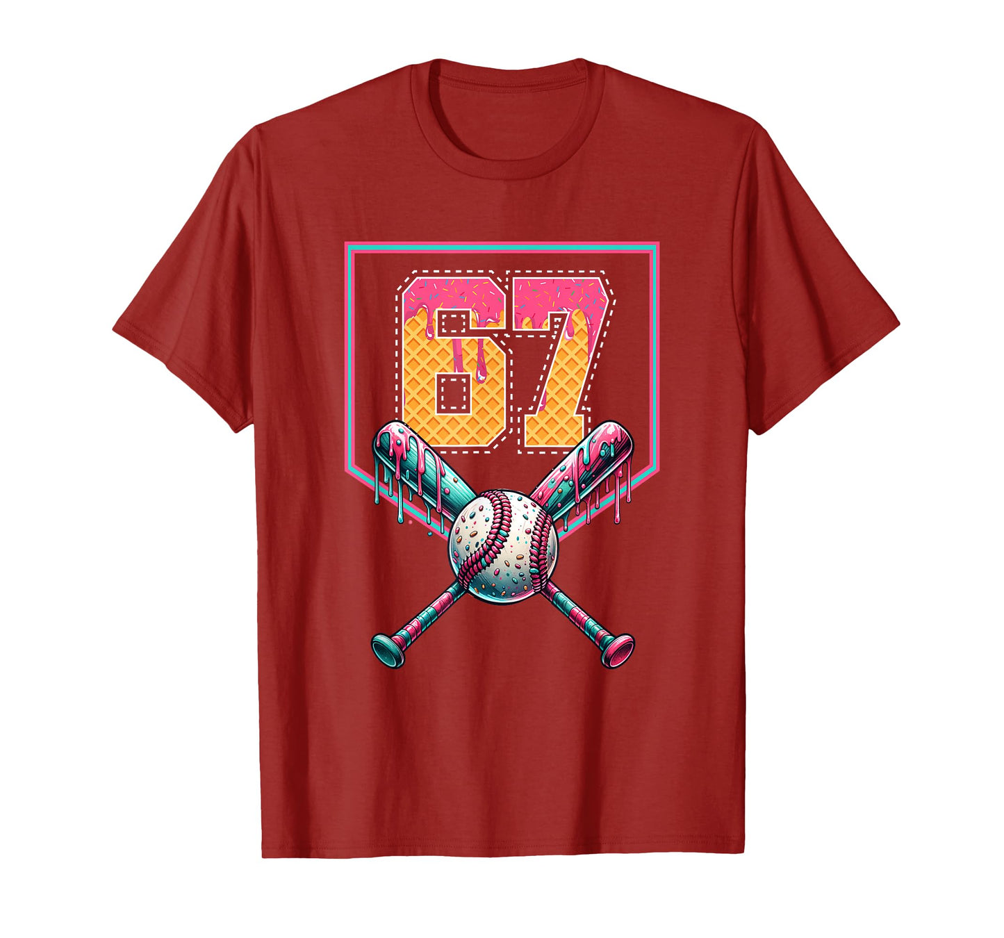 Baseball Drip Number 67 Player Or 67th Birthday T-Shirt