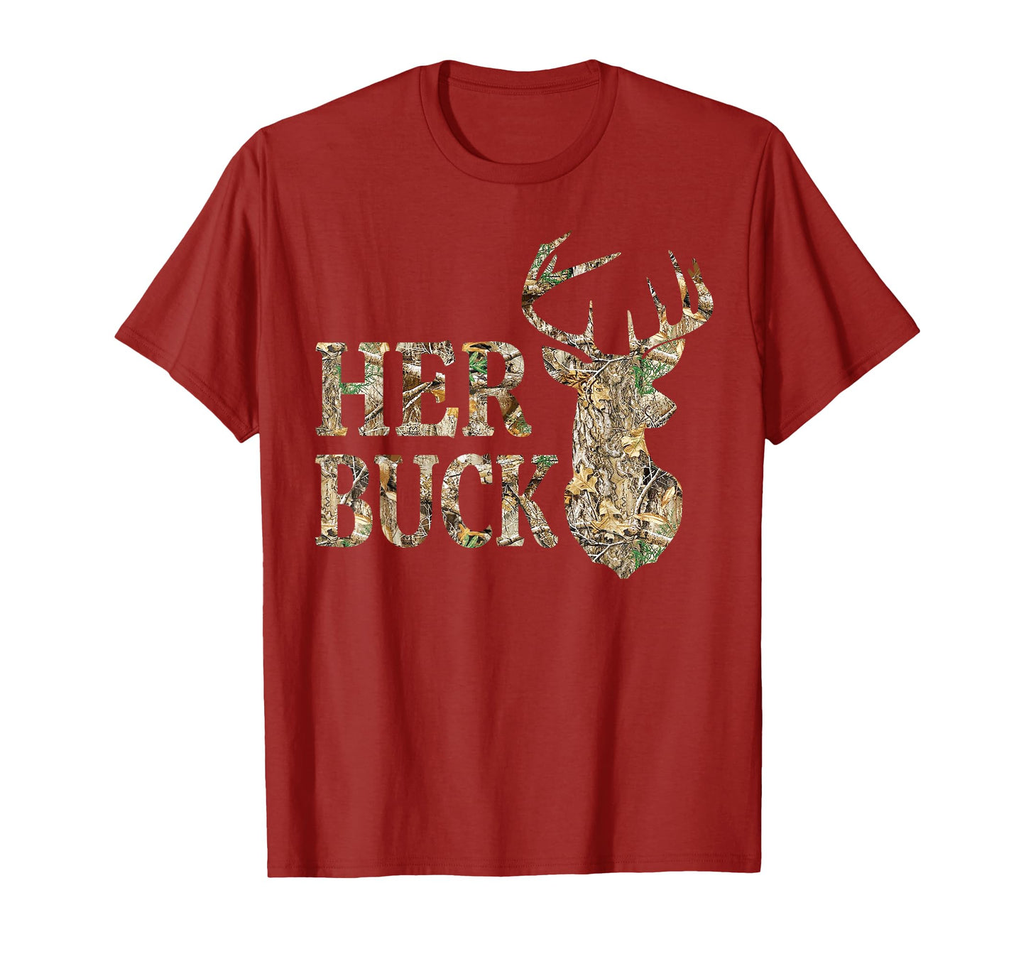 Retro Her Buck Camo Deer Hunting Camouflage Matching Couple T-Shirt