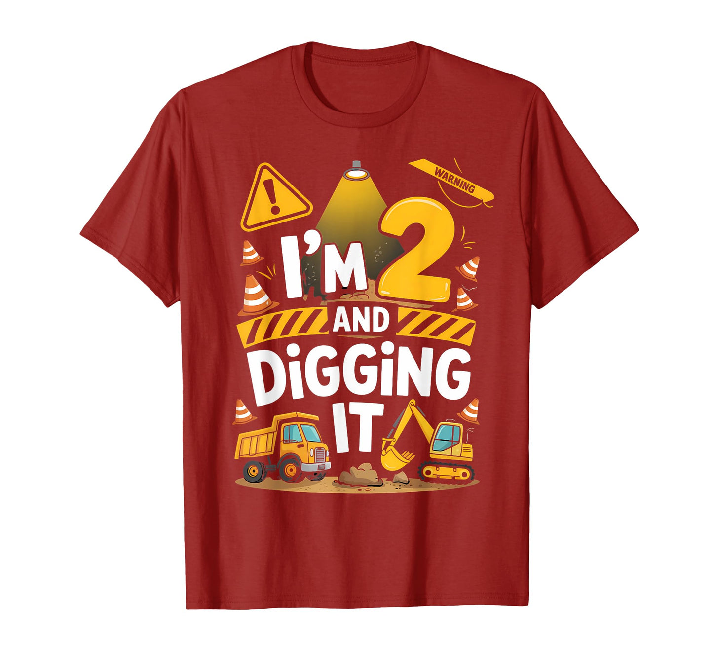 2nd Birthday Funny I'm 2 and Digging It Construction T-Shirt