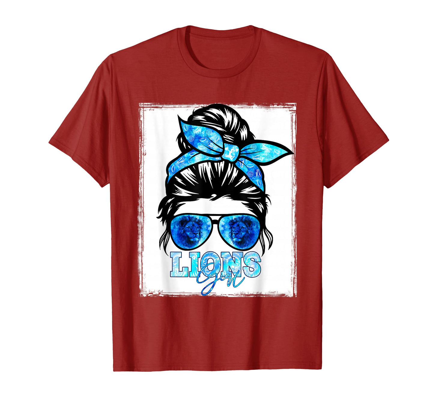 Retro Lion Girl Messy Bun Sports Team Matching Outfit T-Shirt