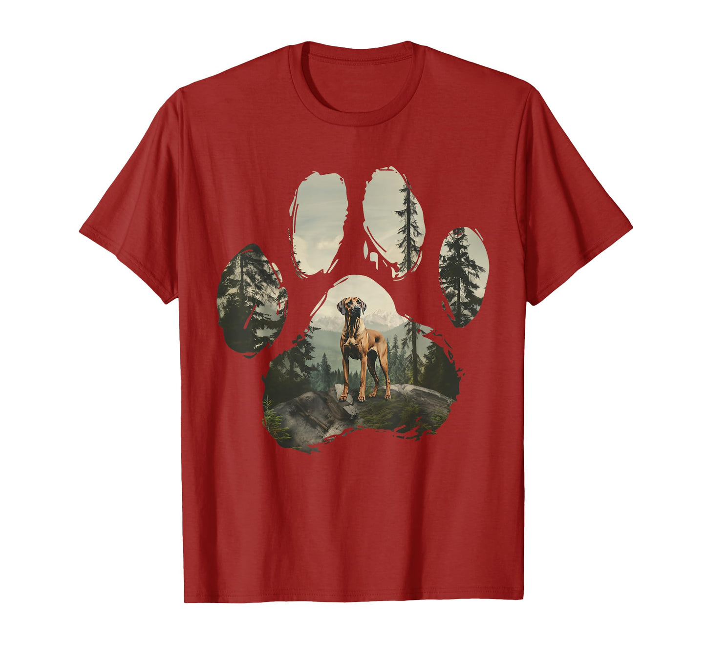 Rhodesian Ridgeback Mountain Paw Design Dog Mom Dad T-Shirt